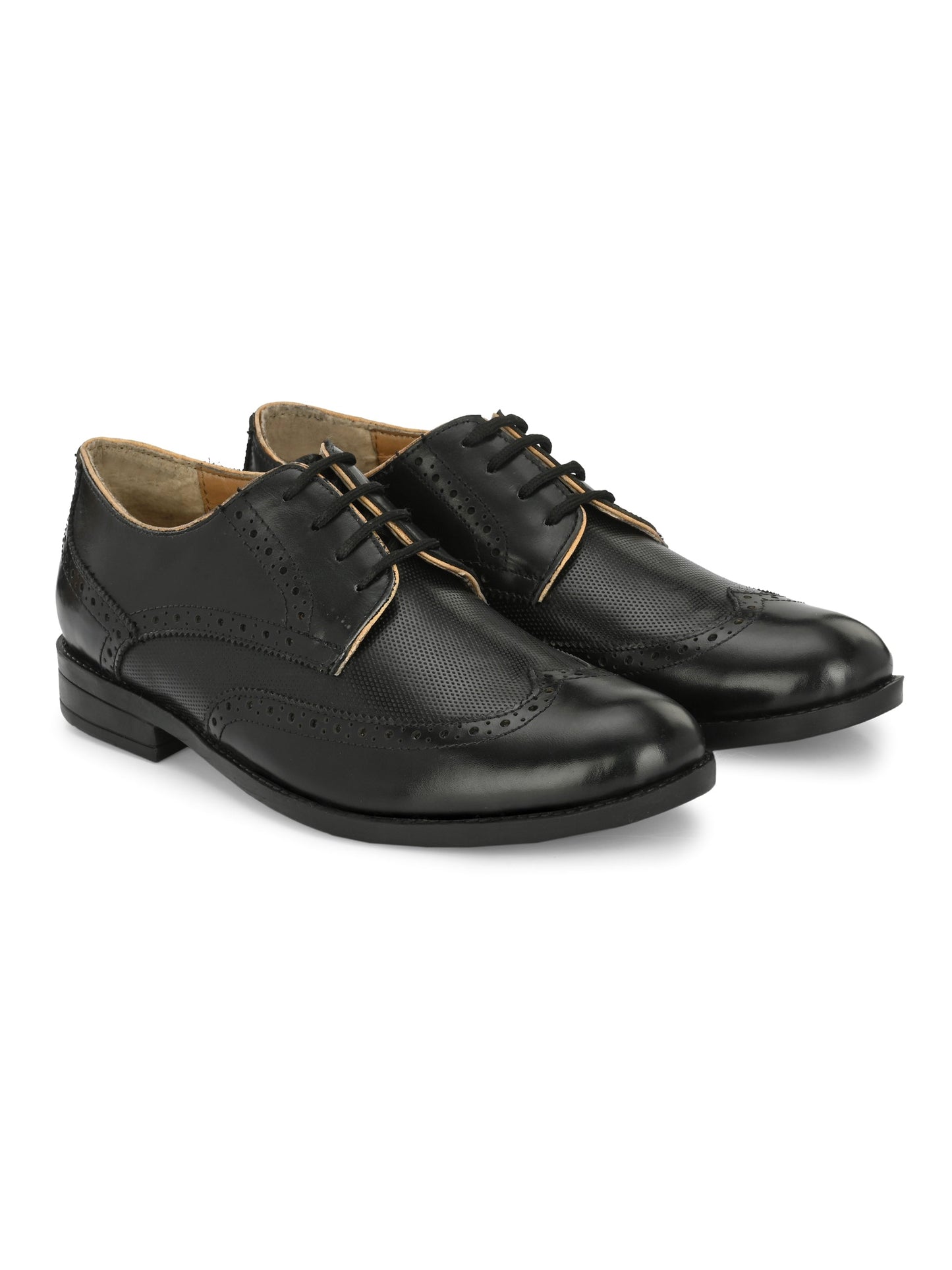 Men's Perforated Leather Formal Derby Shoes