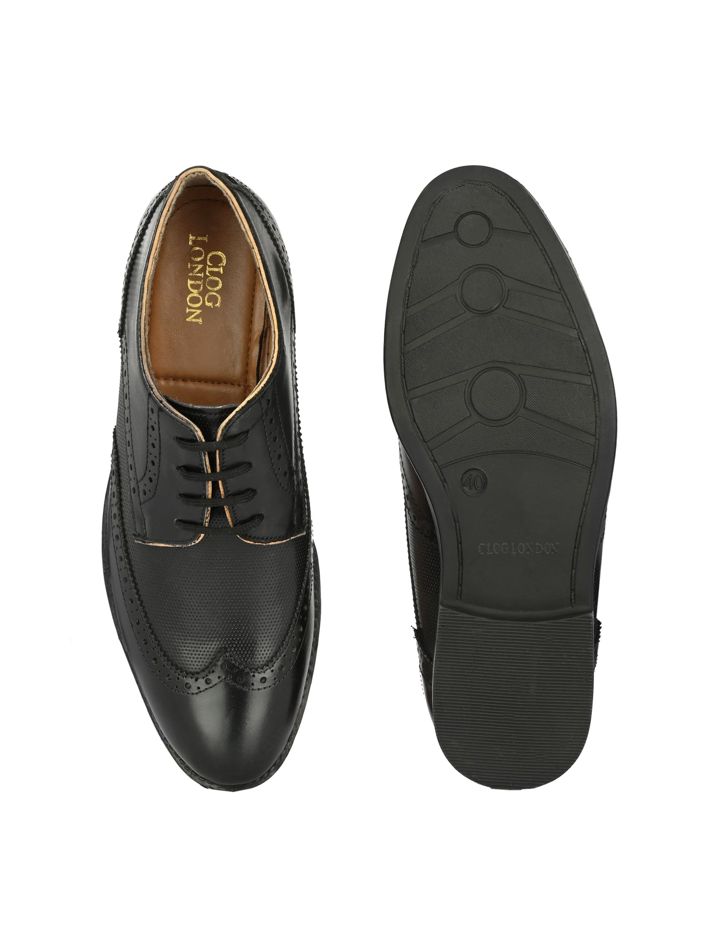 Men's Perforated Leather Formal Derby Shoes