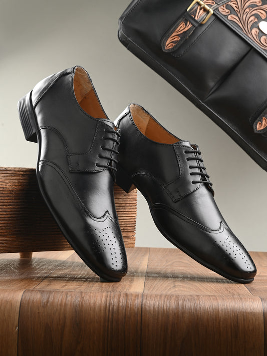 Men's Perforated Leather Formal Brogue Shoes
