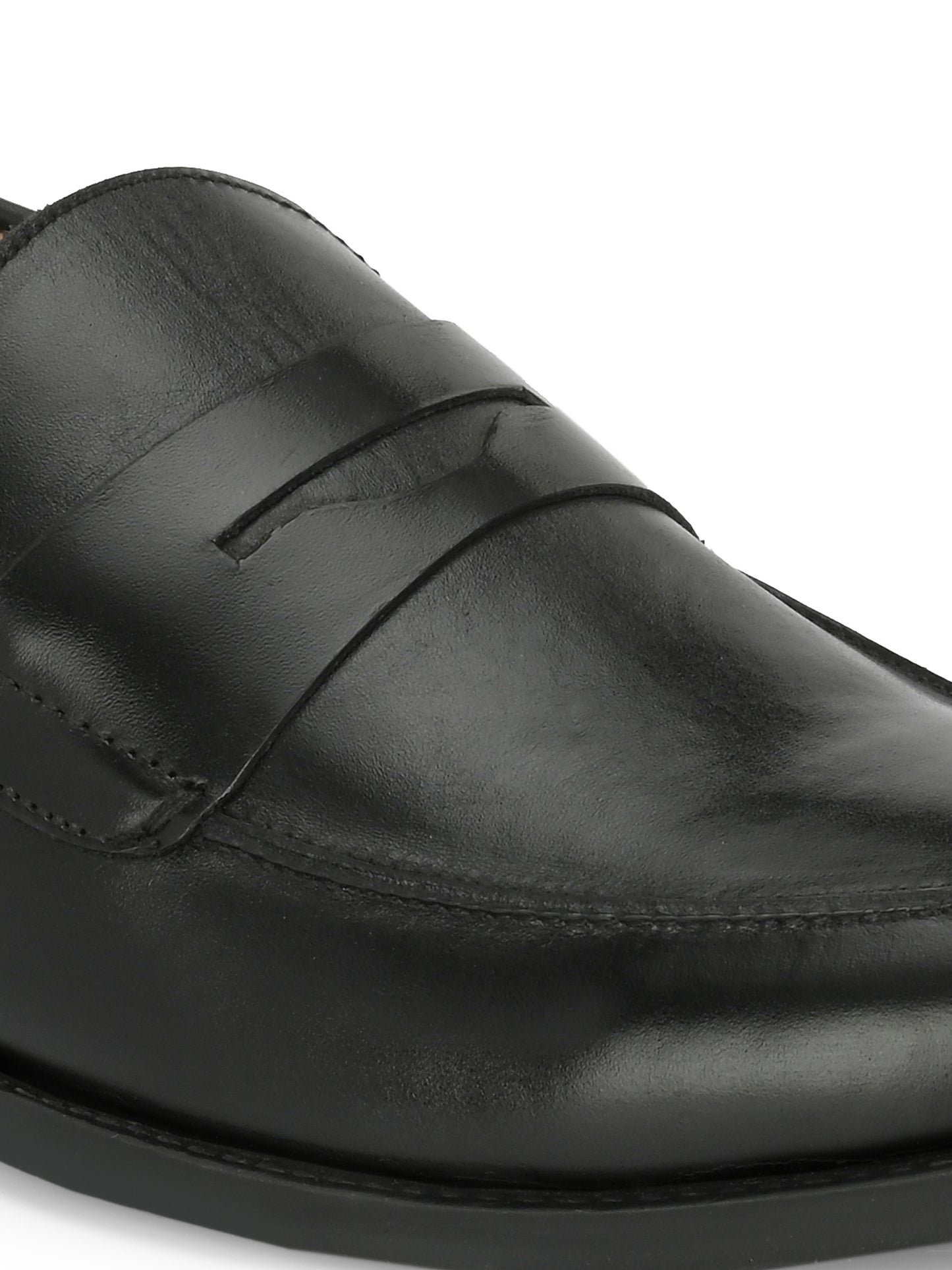 Men's Round Toe Leather Penny Loafers