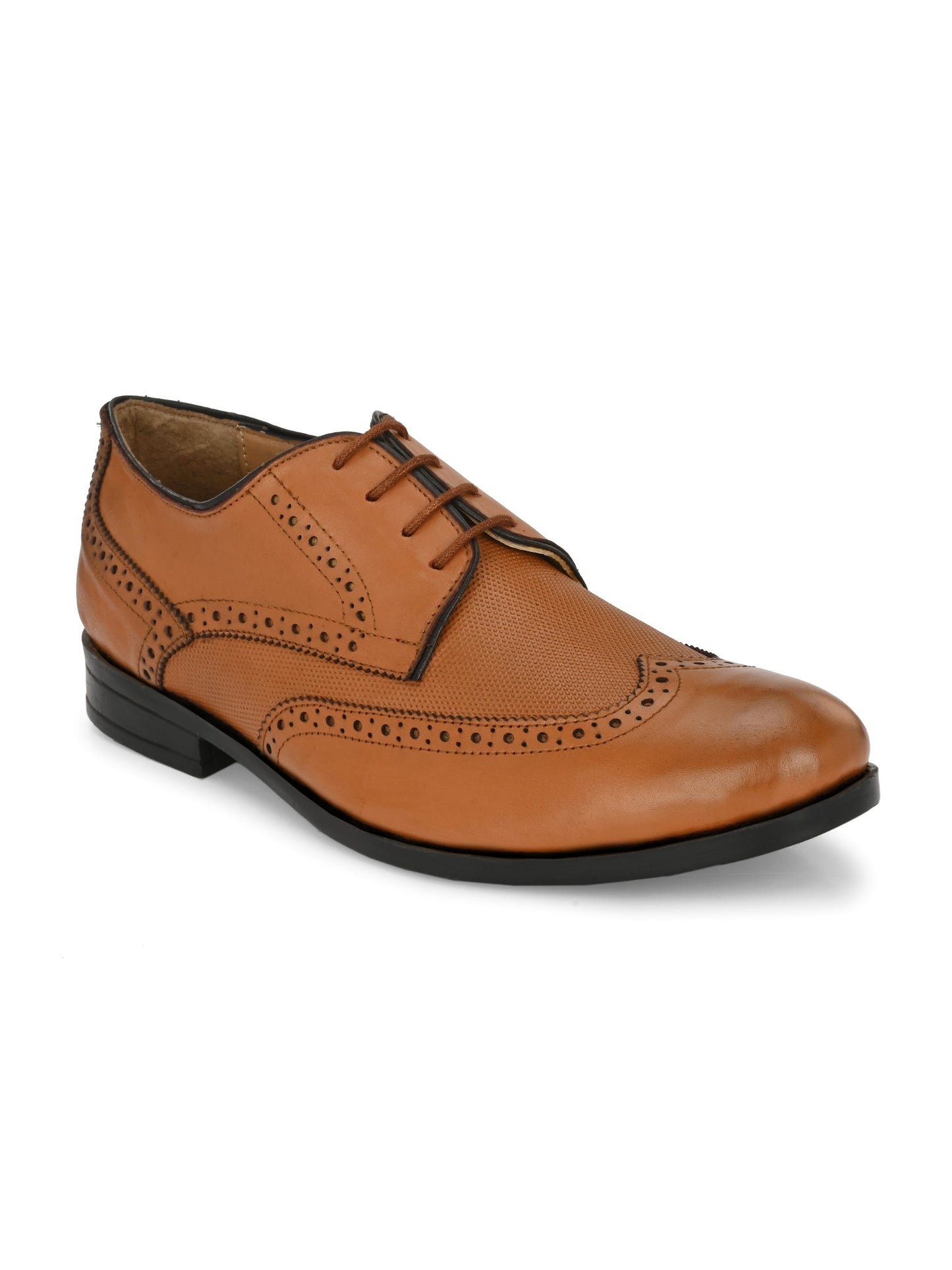 Men's Perforated Leather Formal Derby Shoes