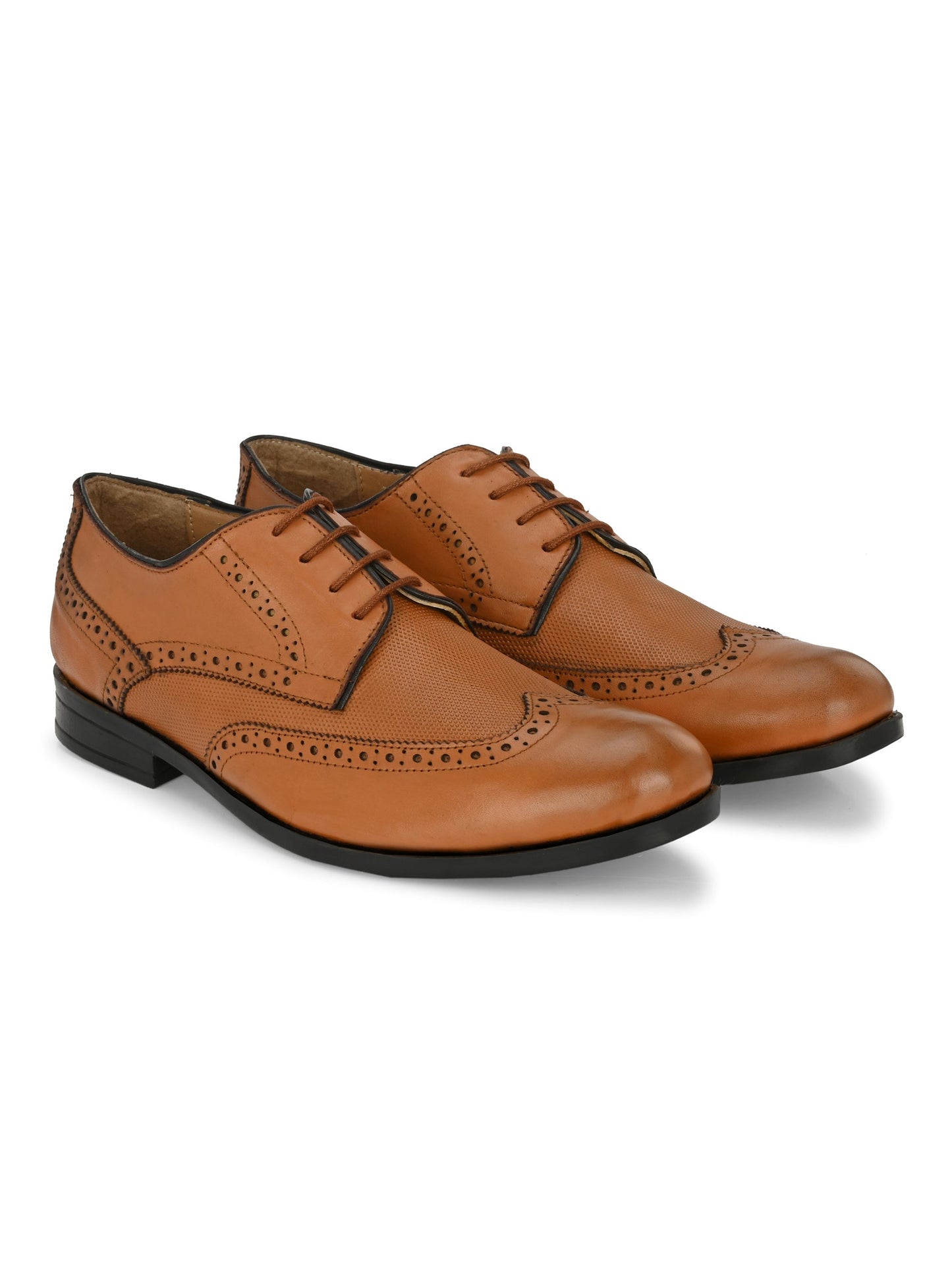 Men's Perforated Leather Formal Derby Shoes