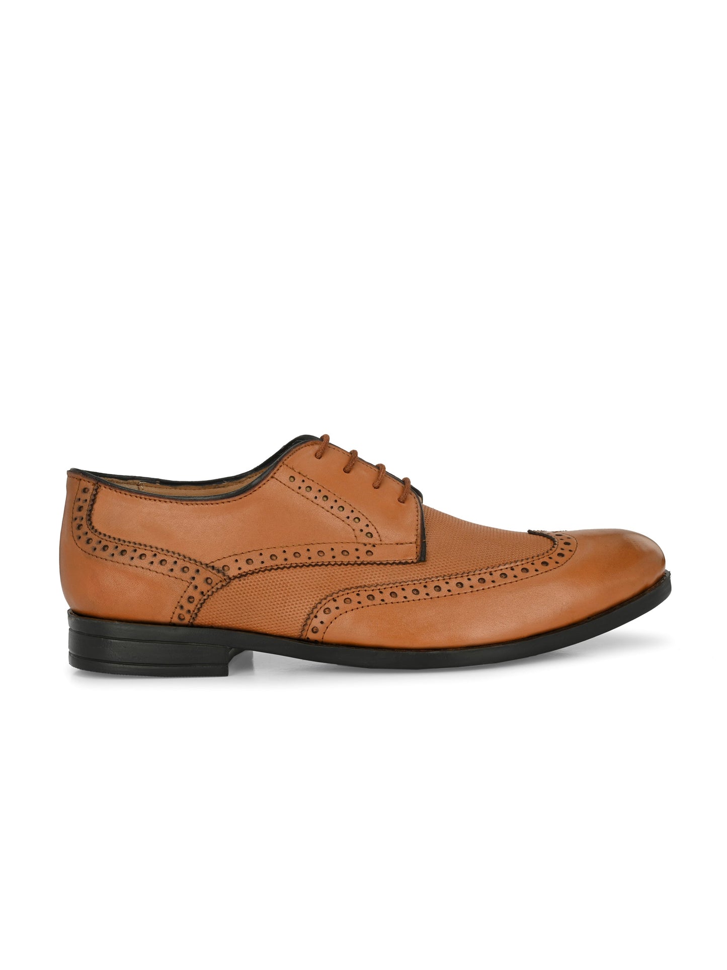 Men's Perforated Leather Formal Derby Shoes