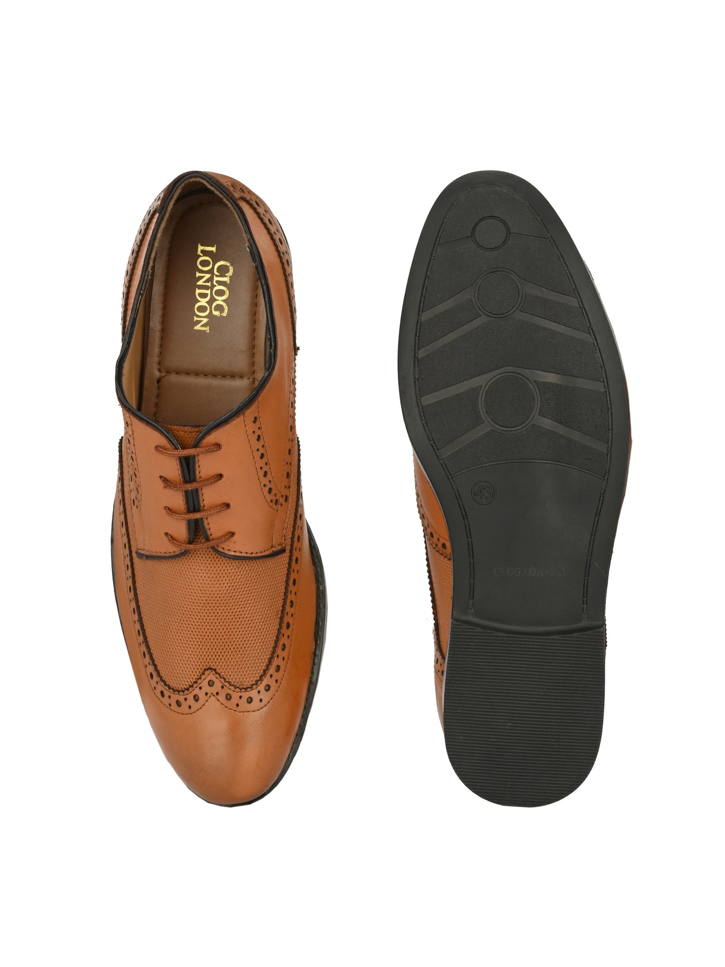 Men's Perforated Leather Formal Derby Shoes