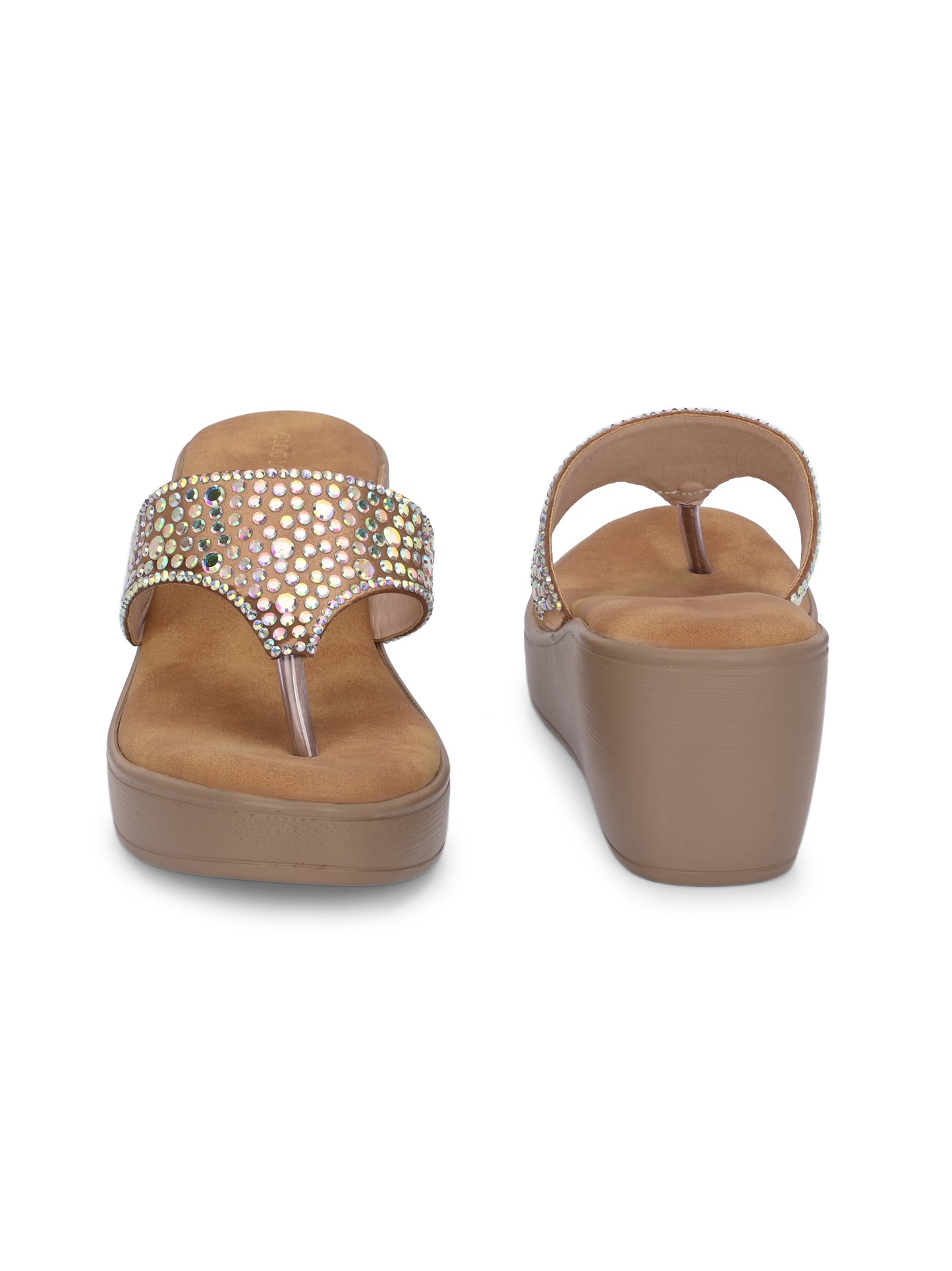 Women Tan Heeled Sandals