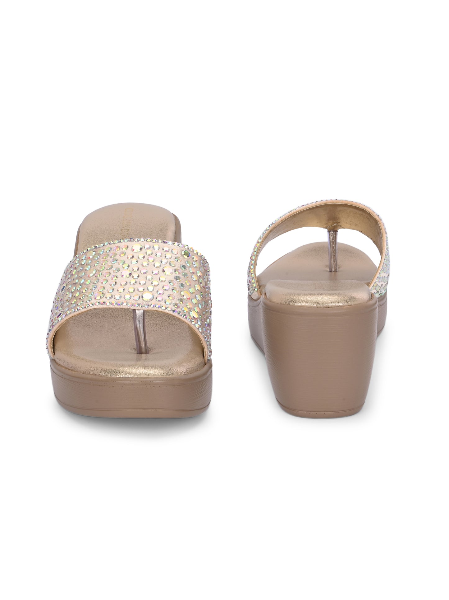 Women Gold Wedge Heels