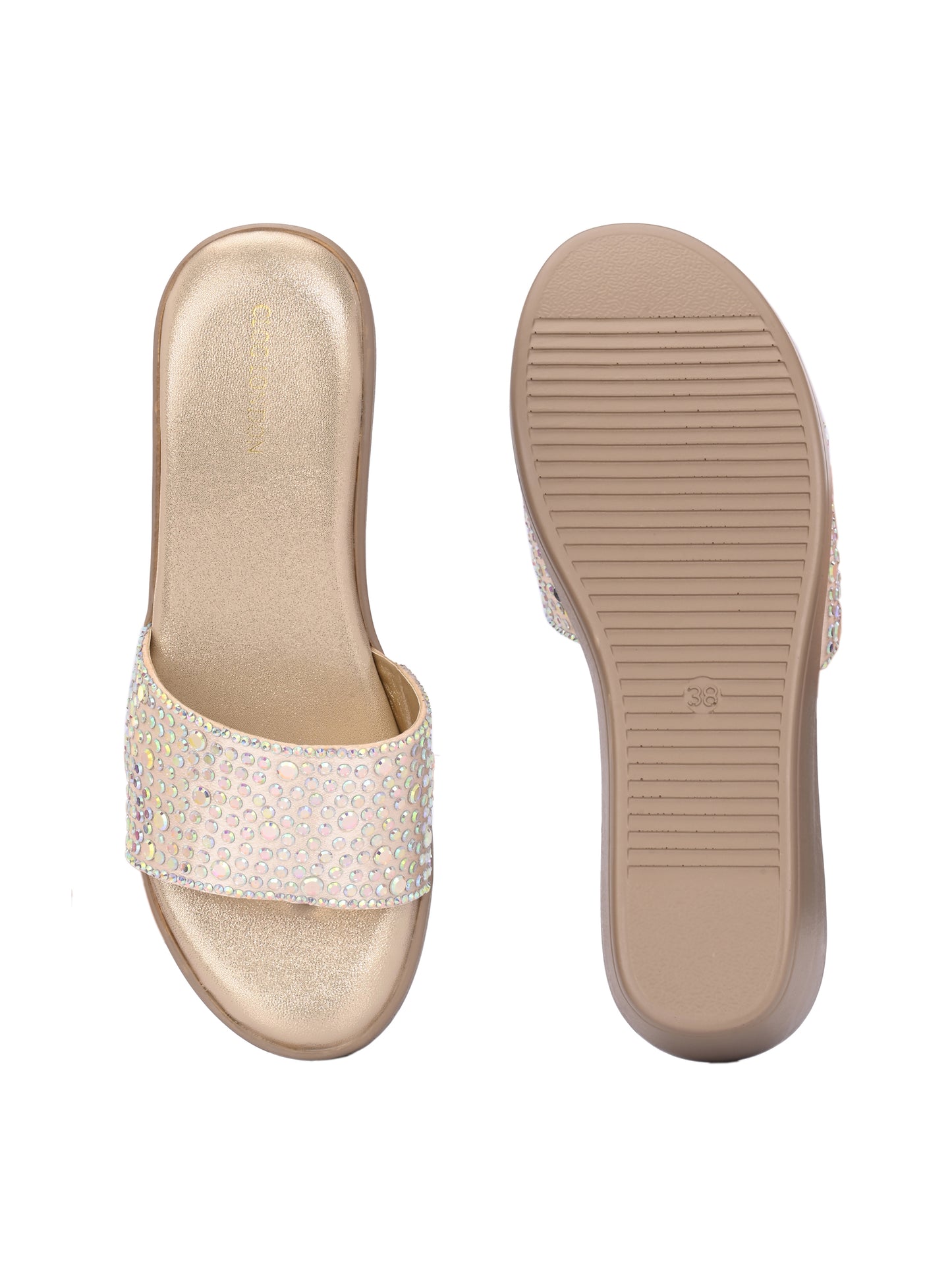 Women Gold Wedge Heels