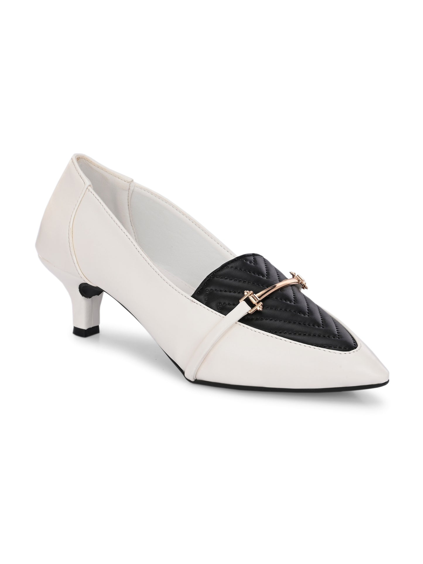 Women Black & White Pumps Heeled Sandals