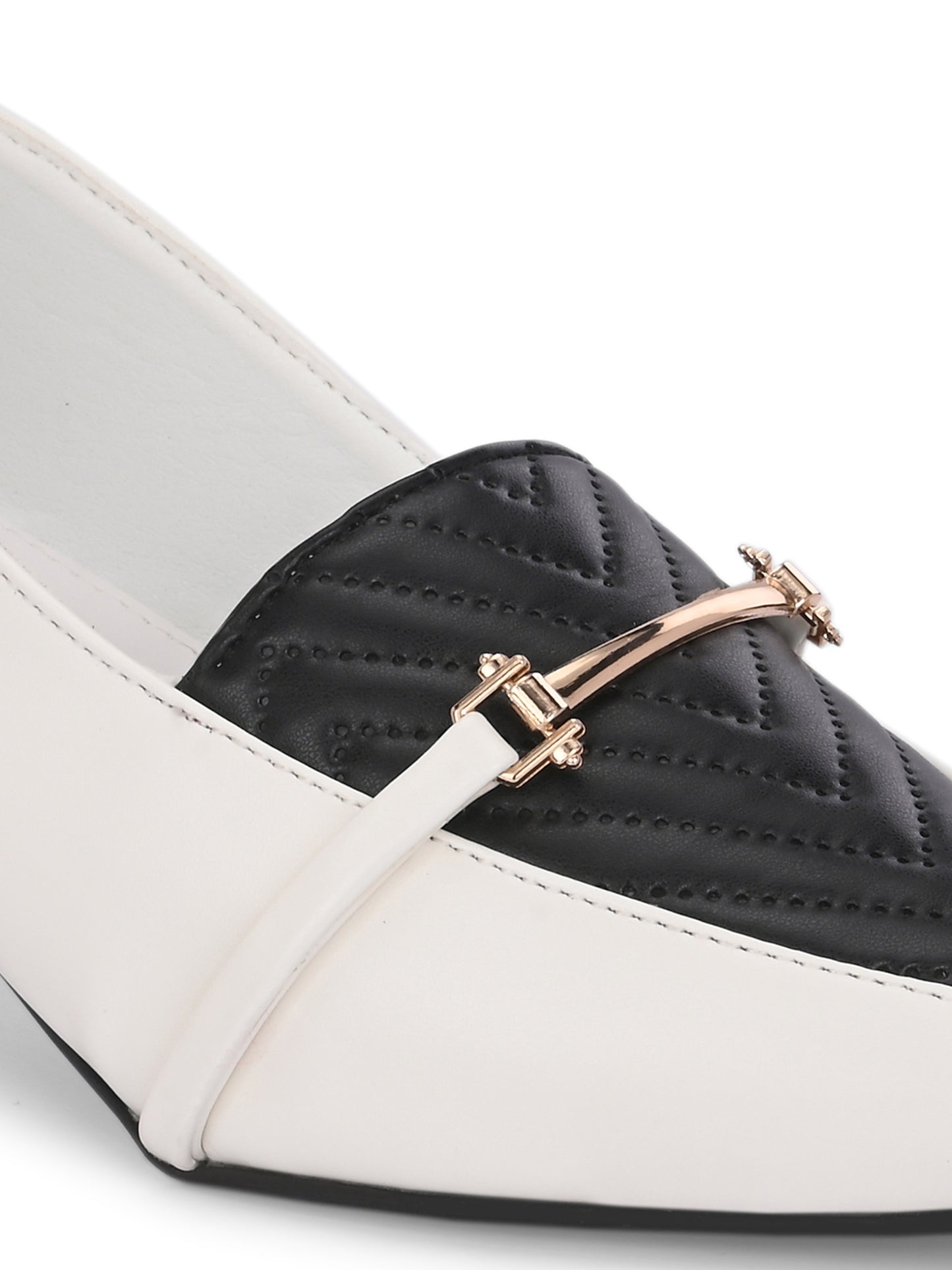 Women Black & White Pumps Heeled Sandals