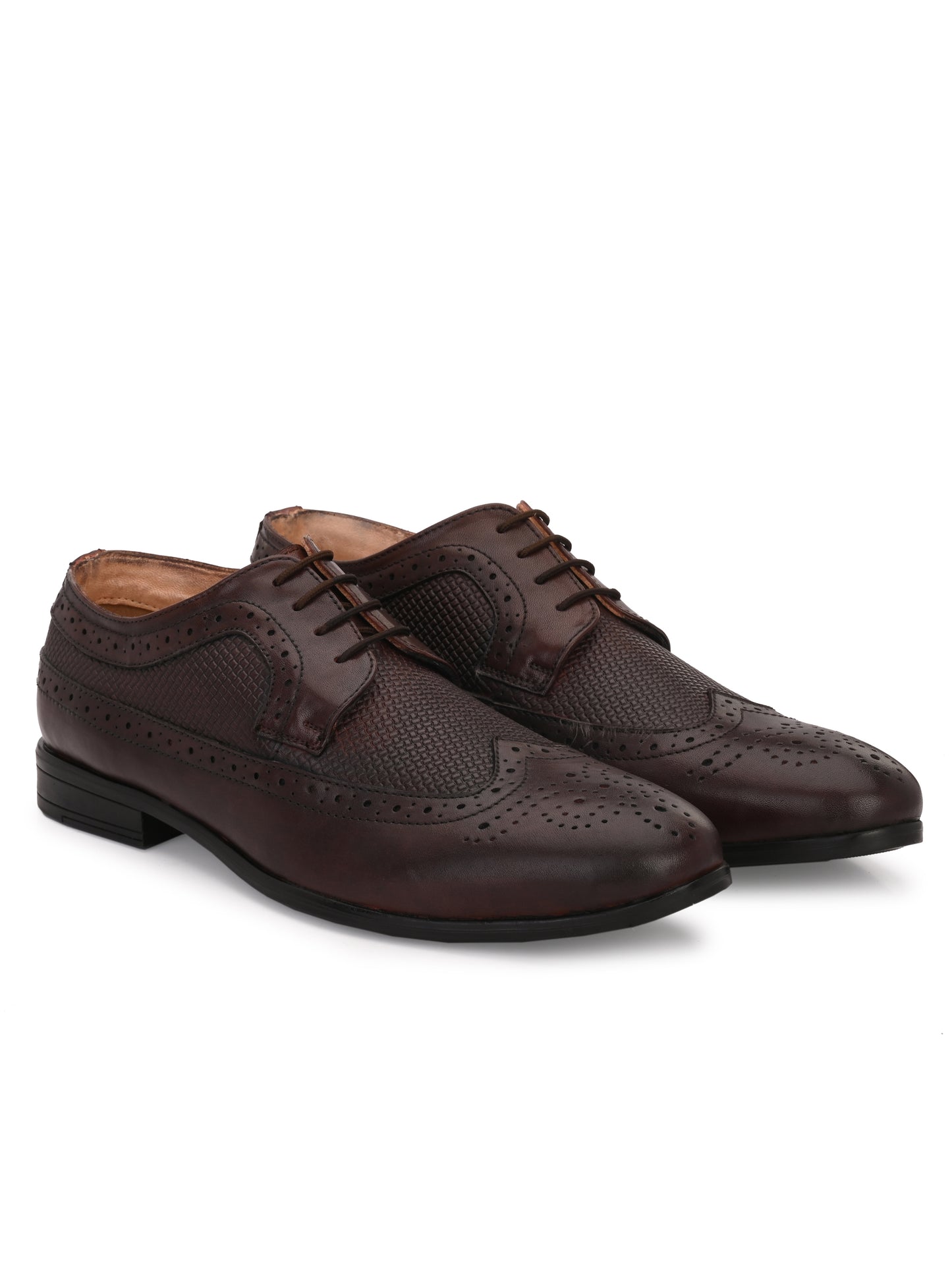 Men's Perforated Leather Formal Brogue Shoes