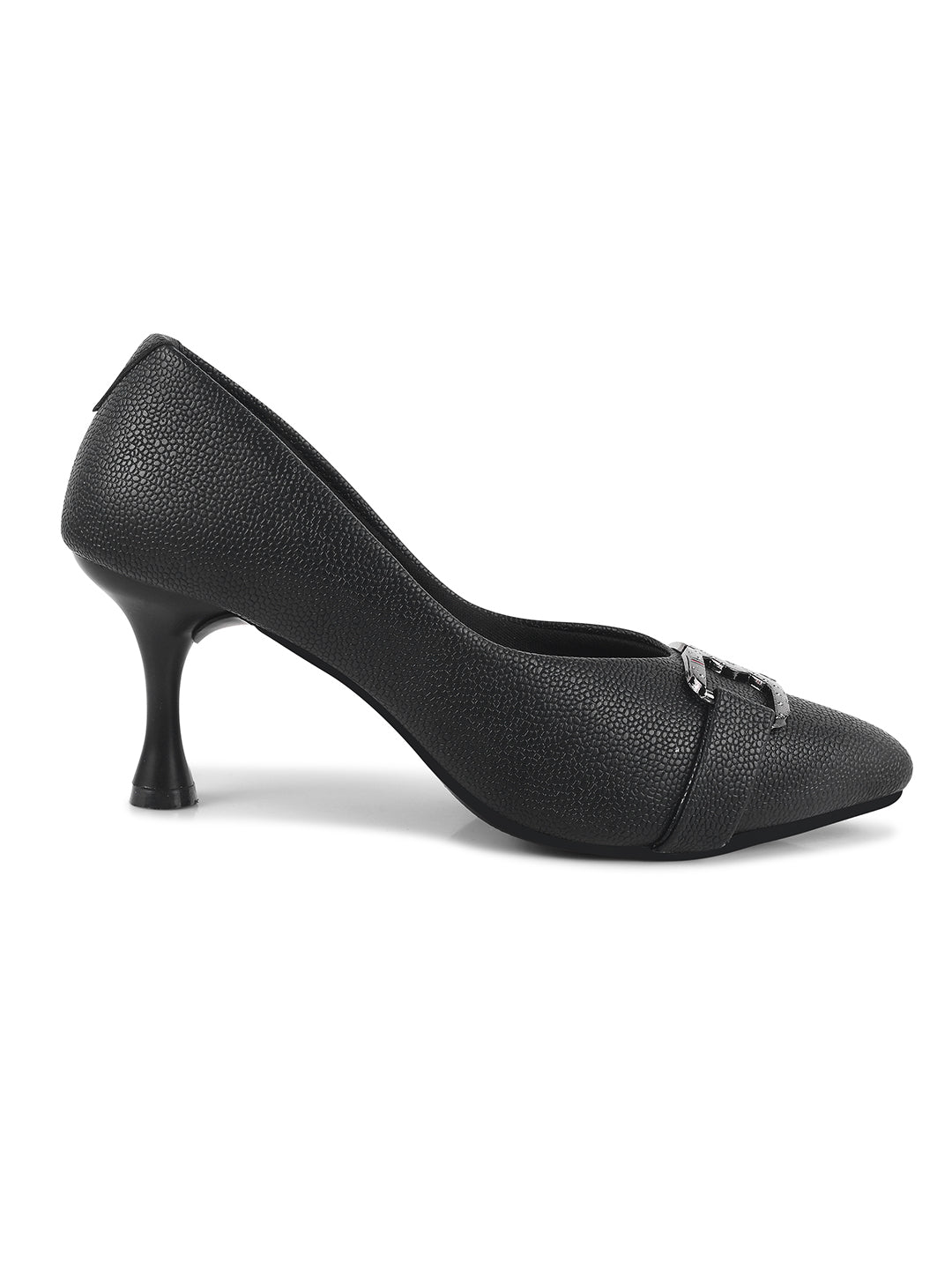 Women Black Slip on Stiletto Heel Pumps Sandals