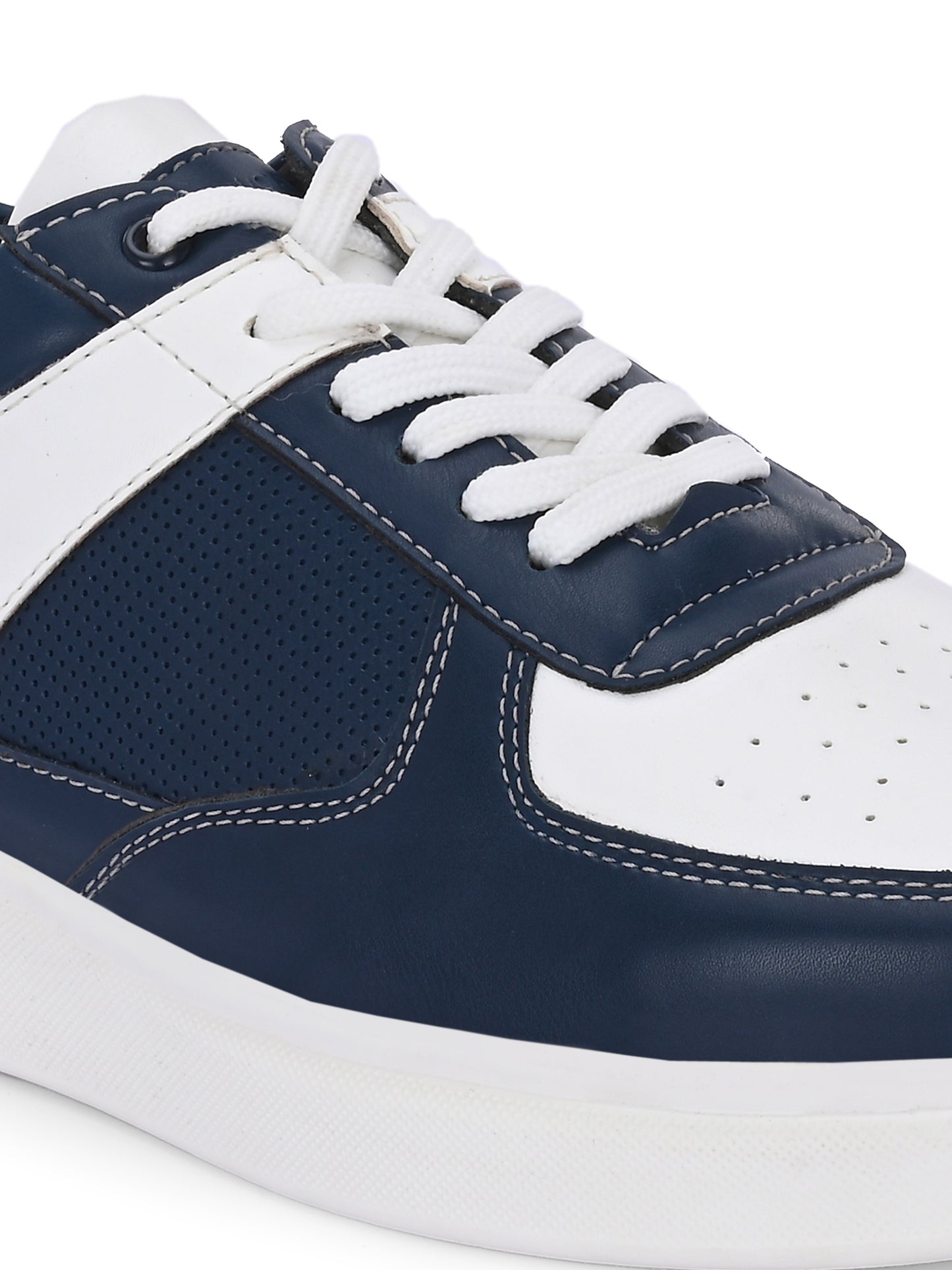 Men's White-Navy Blue Sneakers Shoes