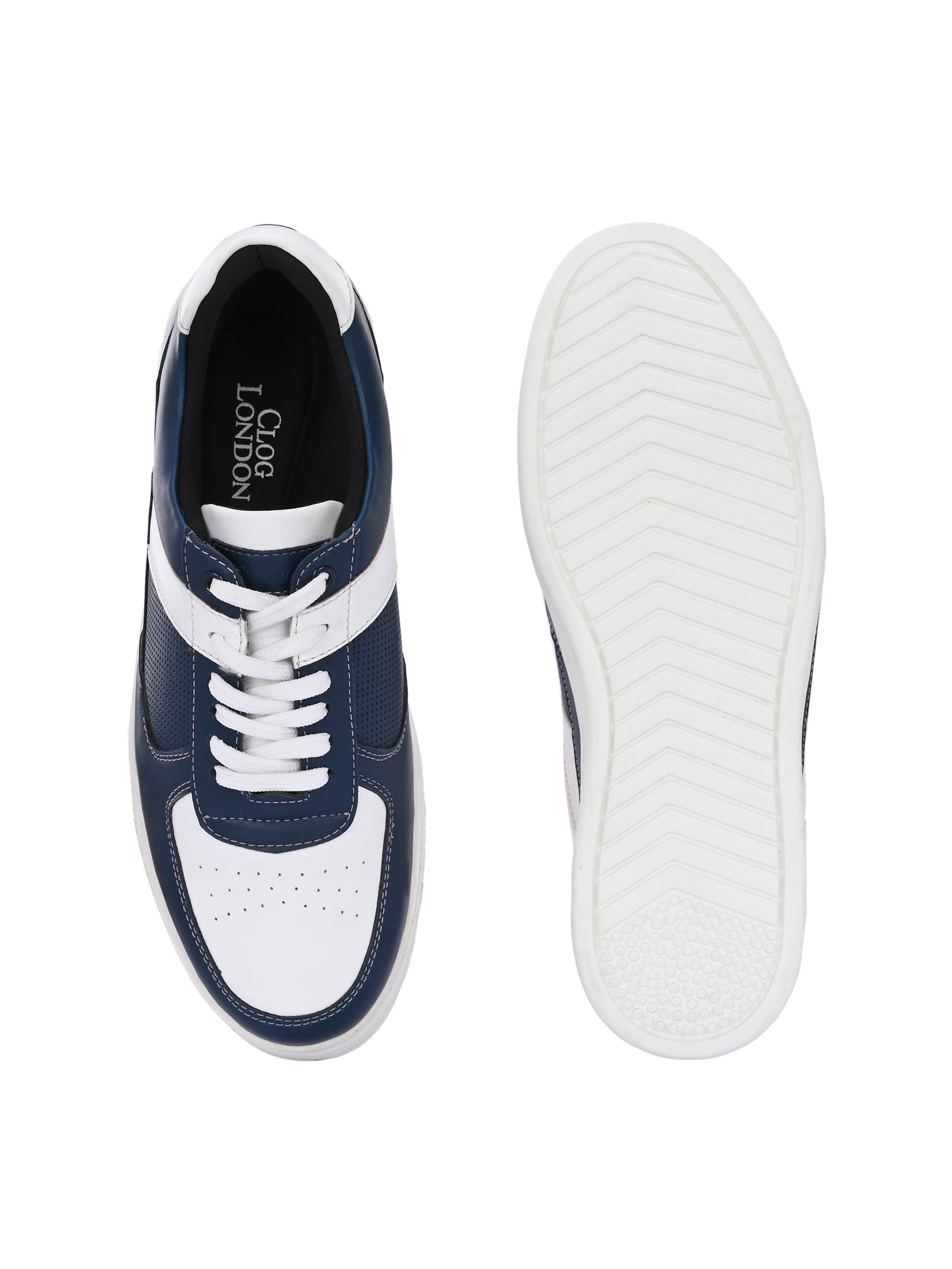 Men's White-Navy Blue Sneakers Shoes