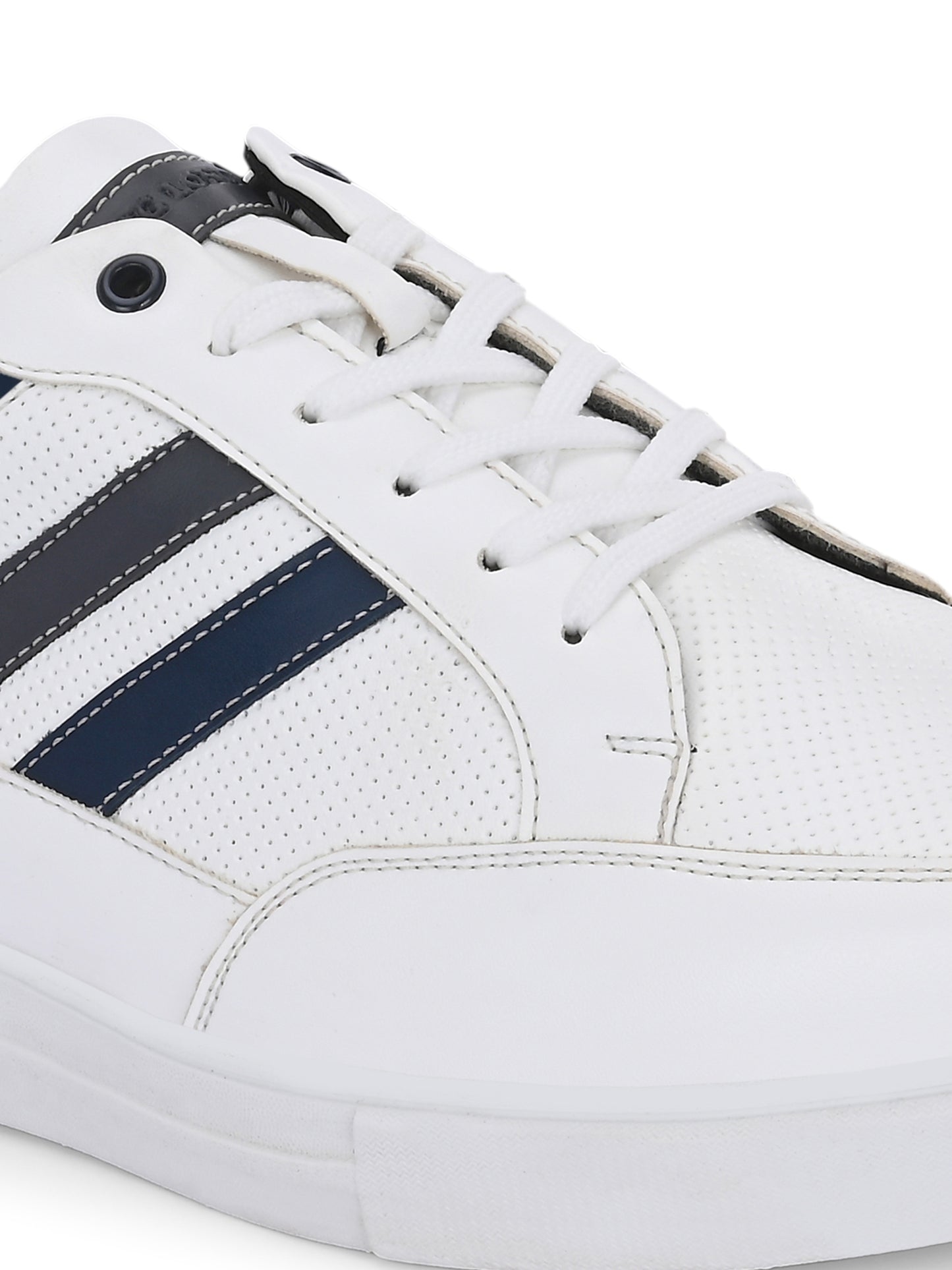 Men's White Striped Sneakers - Casual Shoes