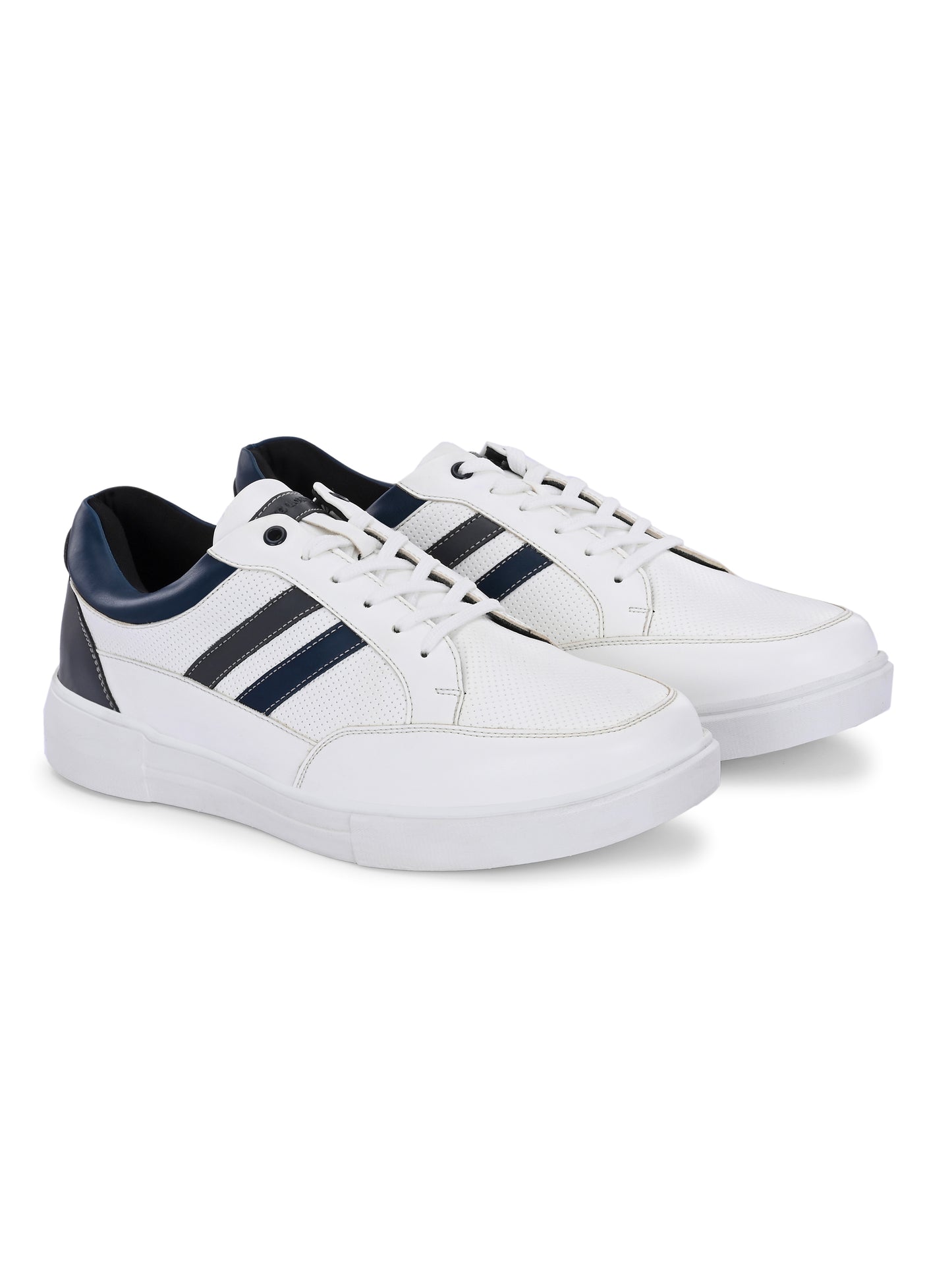 Men's White Striped Sneakers - Casual Shoes