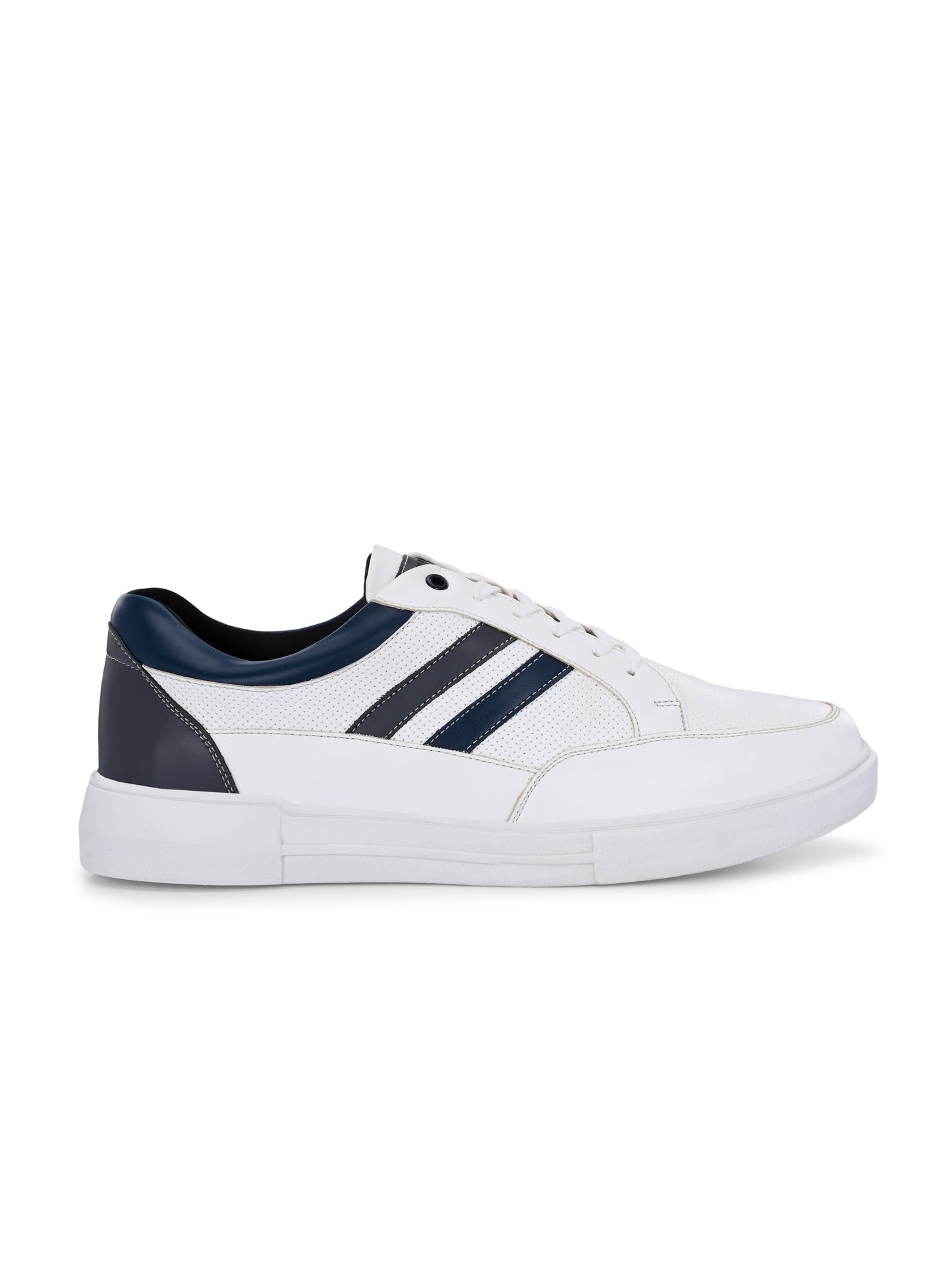 Men's White Striped Sneakers - Casual Shoes
