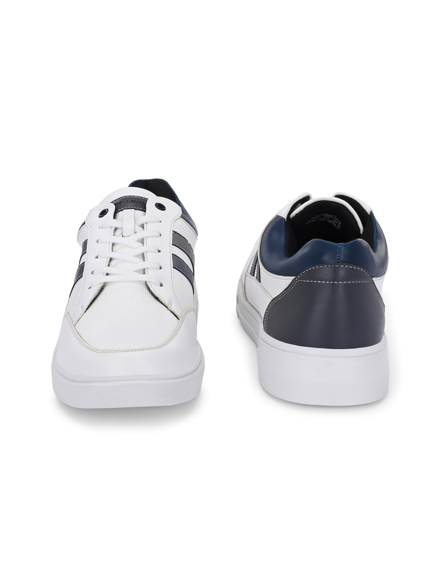 Men's White Striped Sneakers - Casual Shoes