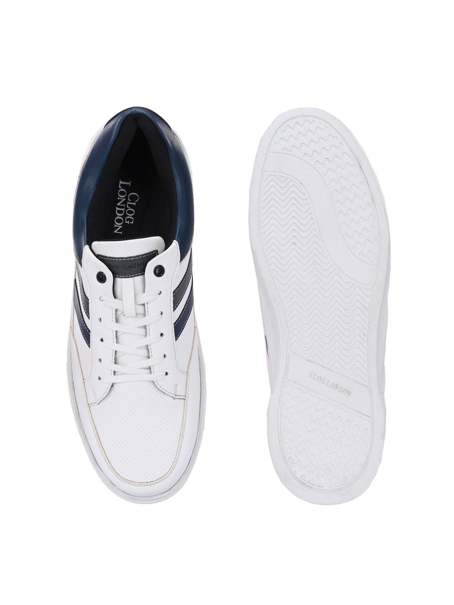 Men's White Striped Sneakers - Casual Shoes