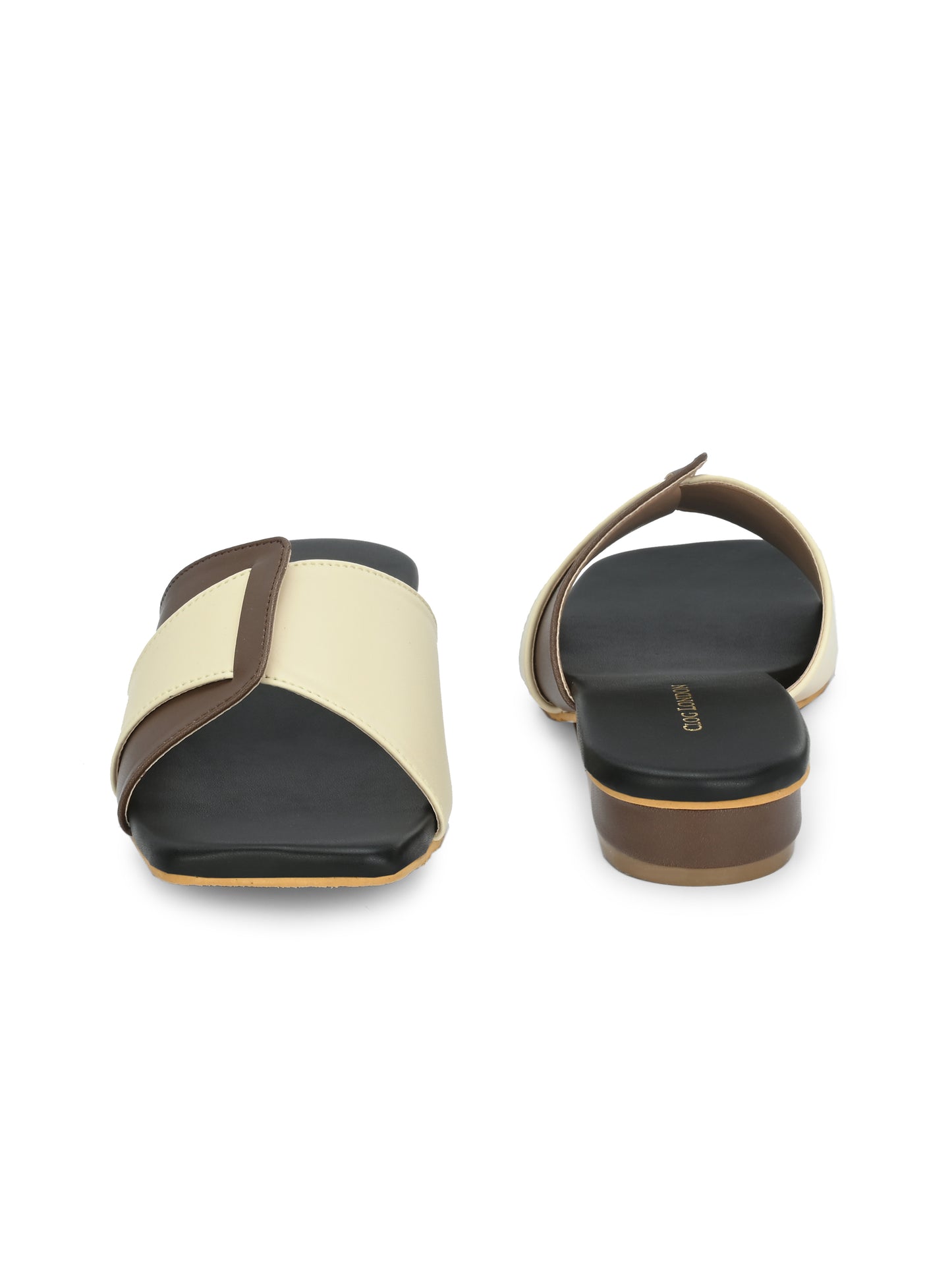 Women Brown White Casual Slip-On Flats