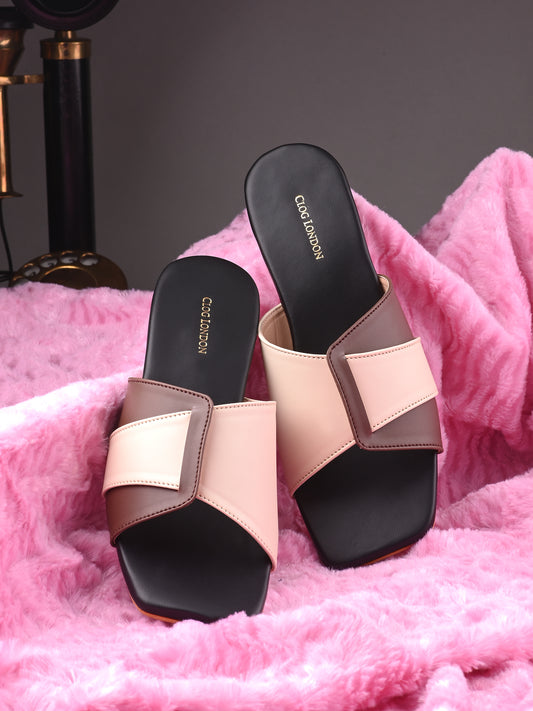 Women Brown White Casual Slip-On Flats