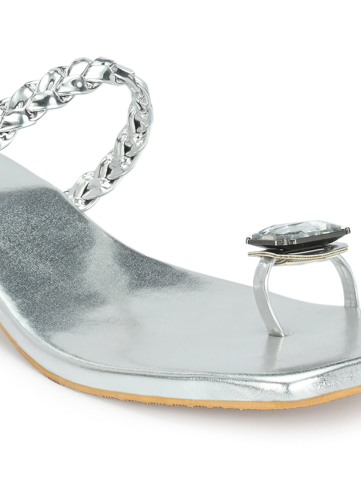 Womens Silver Toe Ring Flats & Sandals