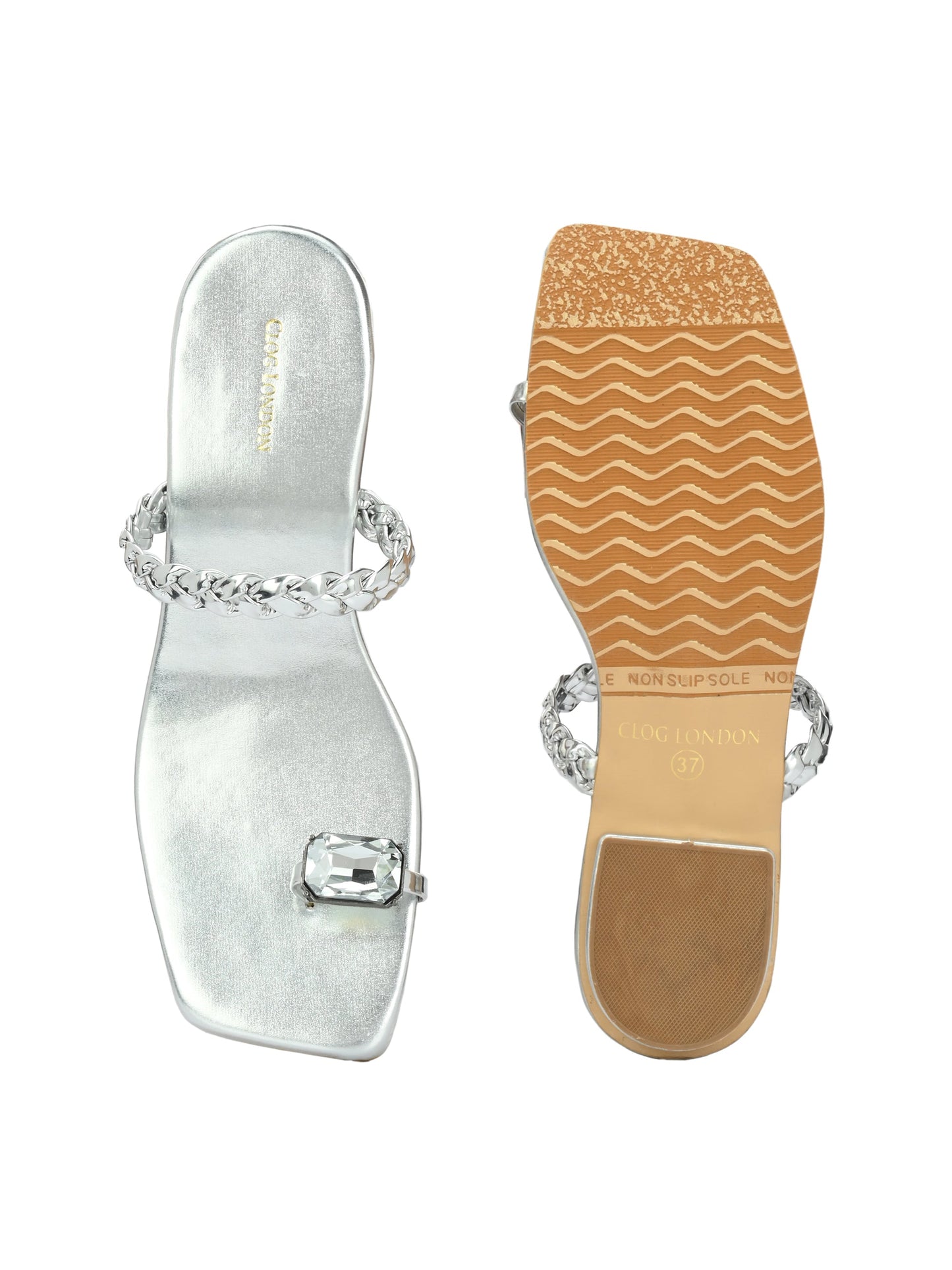 Womens Silver Toe Ring Flats & Sandals