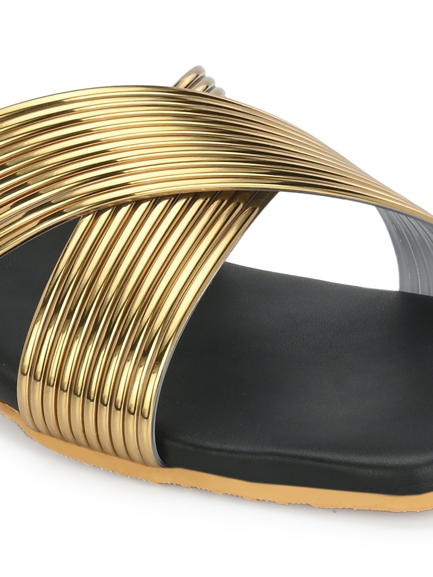 Womens MultiColored Cross Strap Flats & Sandals