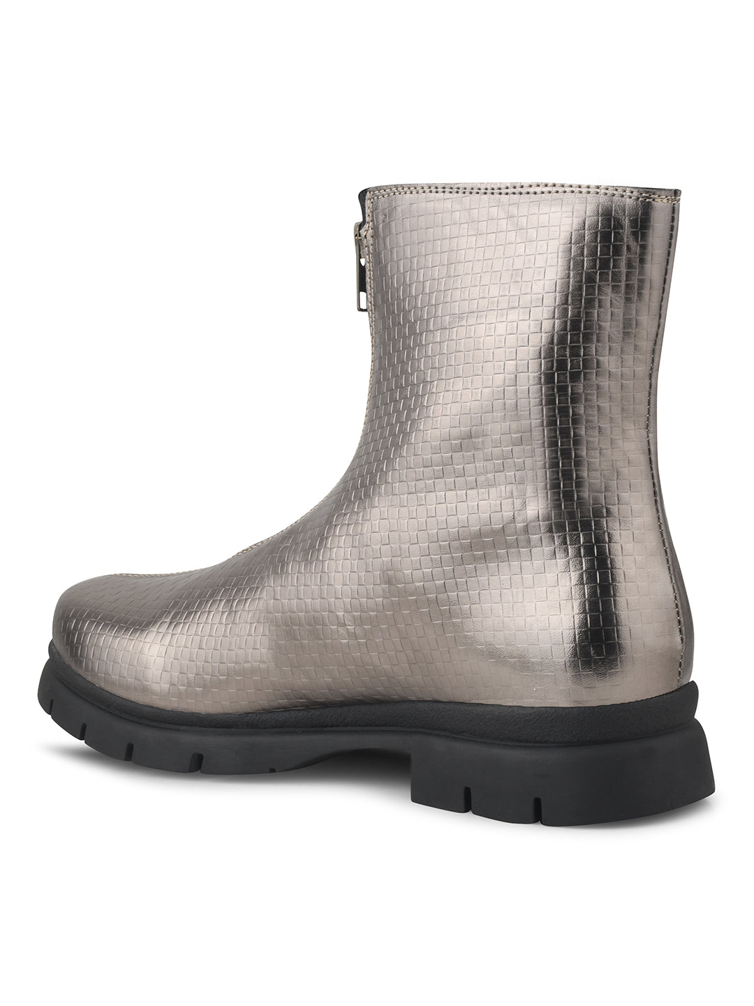Women Grey Front Zip Boots