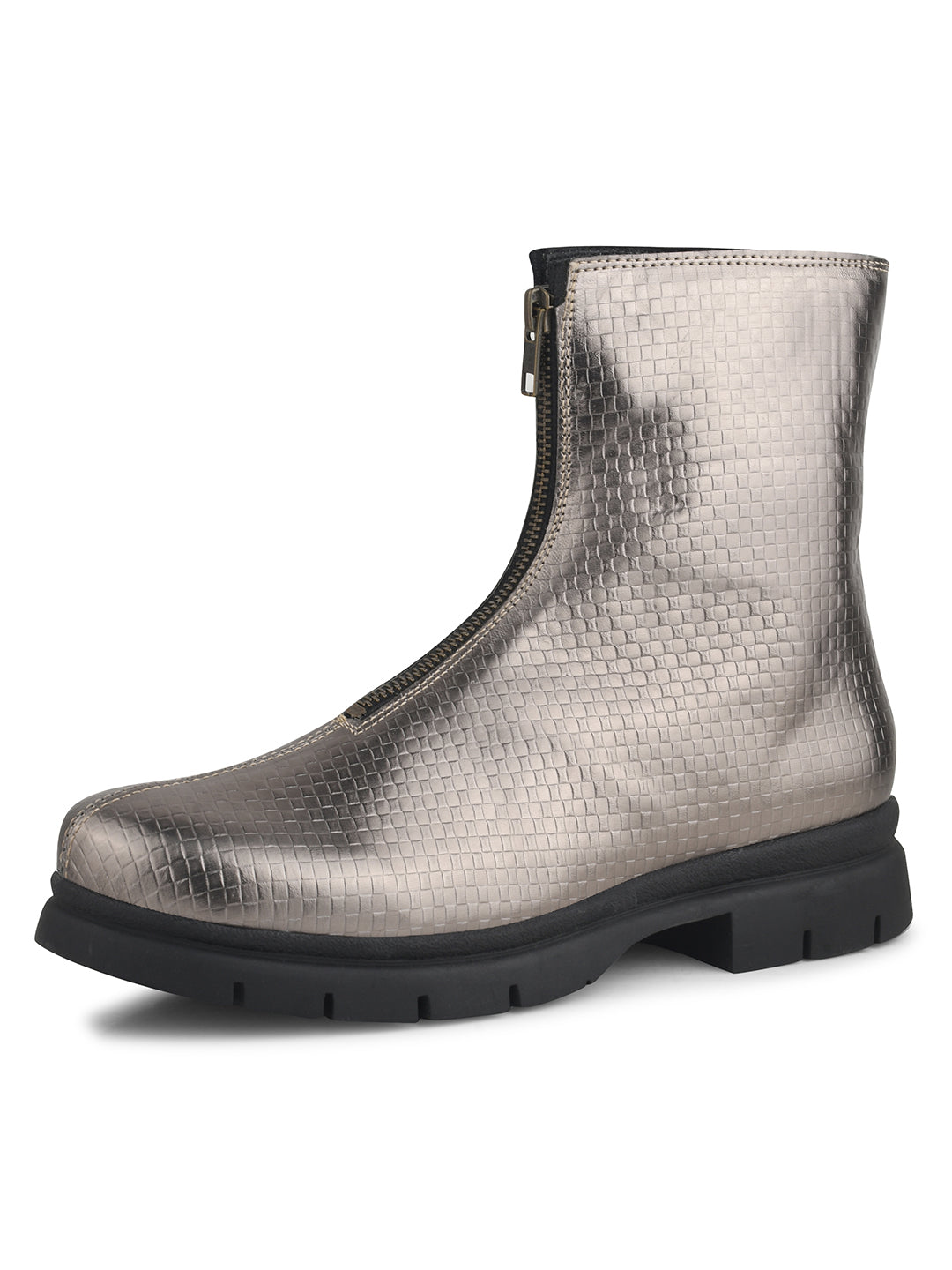 Women Grey Front Zip Boots