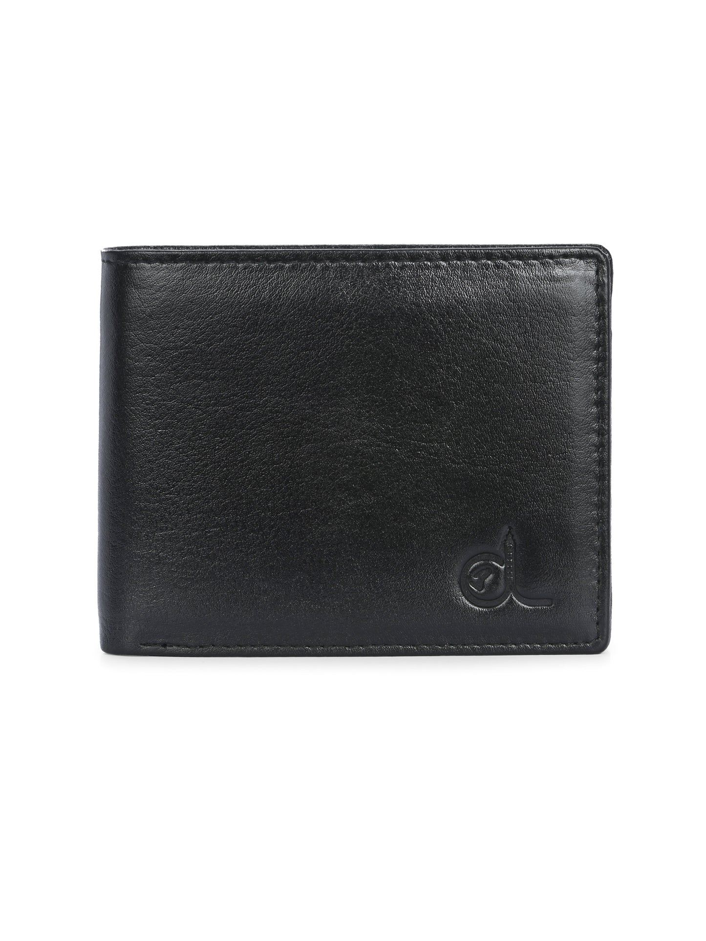 Men's Black Solid Flap Closure Two-Fold Wallet