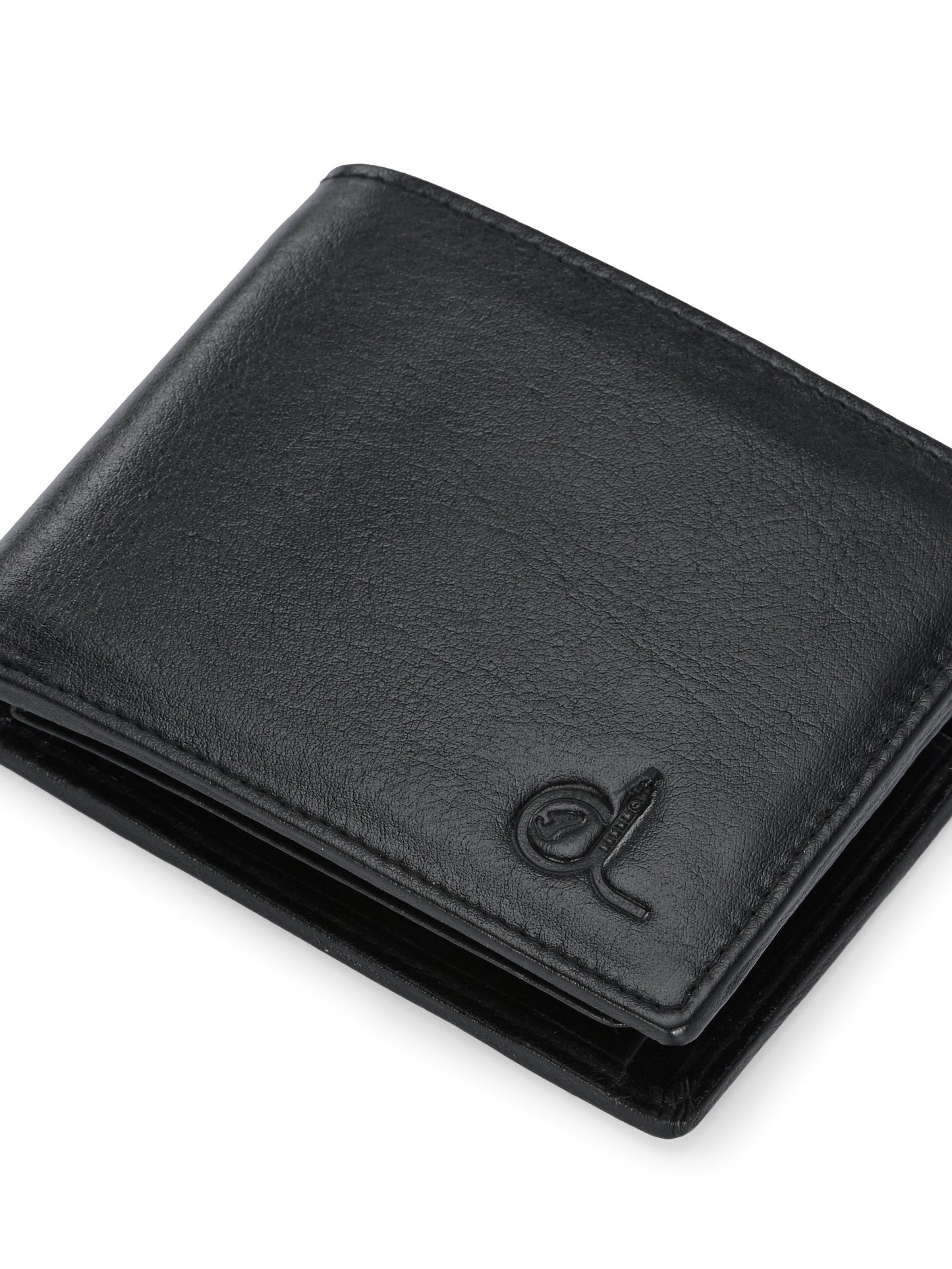 Men's Black Solid Flap Closure Two-Fold Wallet