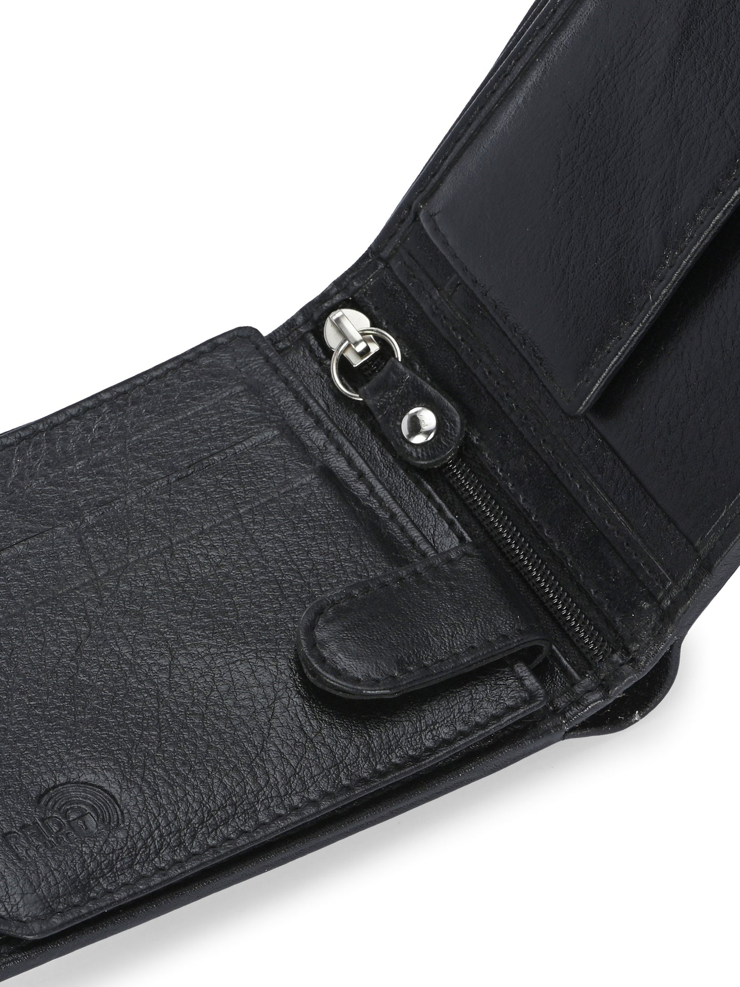 Men's Black Solid Flap Closure Two-Fold Wallet