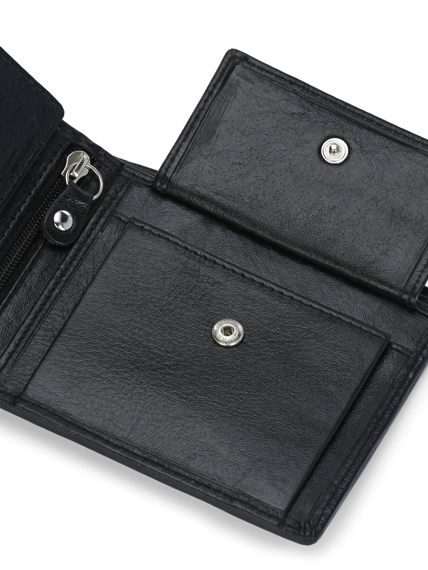 Men's Black Solid Flap Closure Two-Fold Wallet