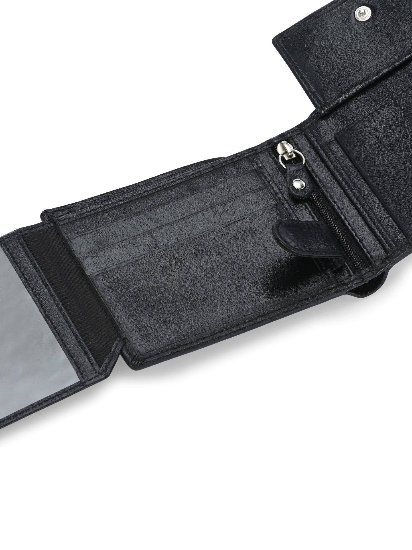 Men's Black Solid Flap Closure Two-Fold Wallet