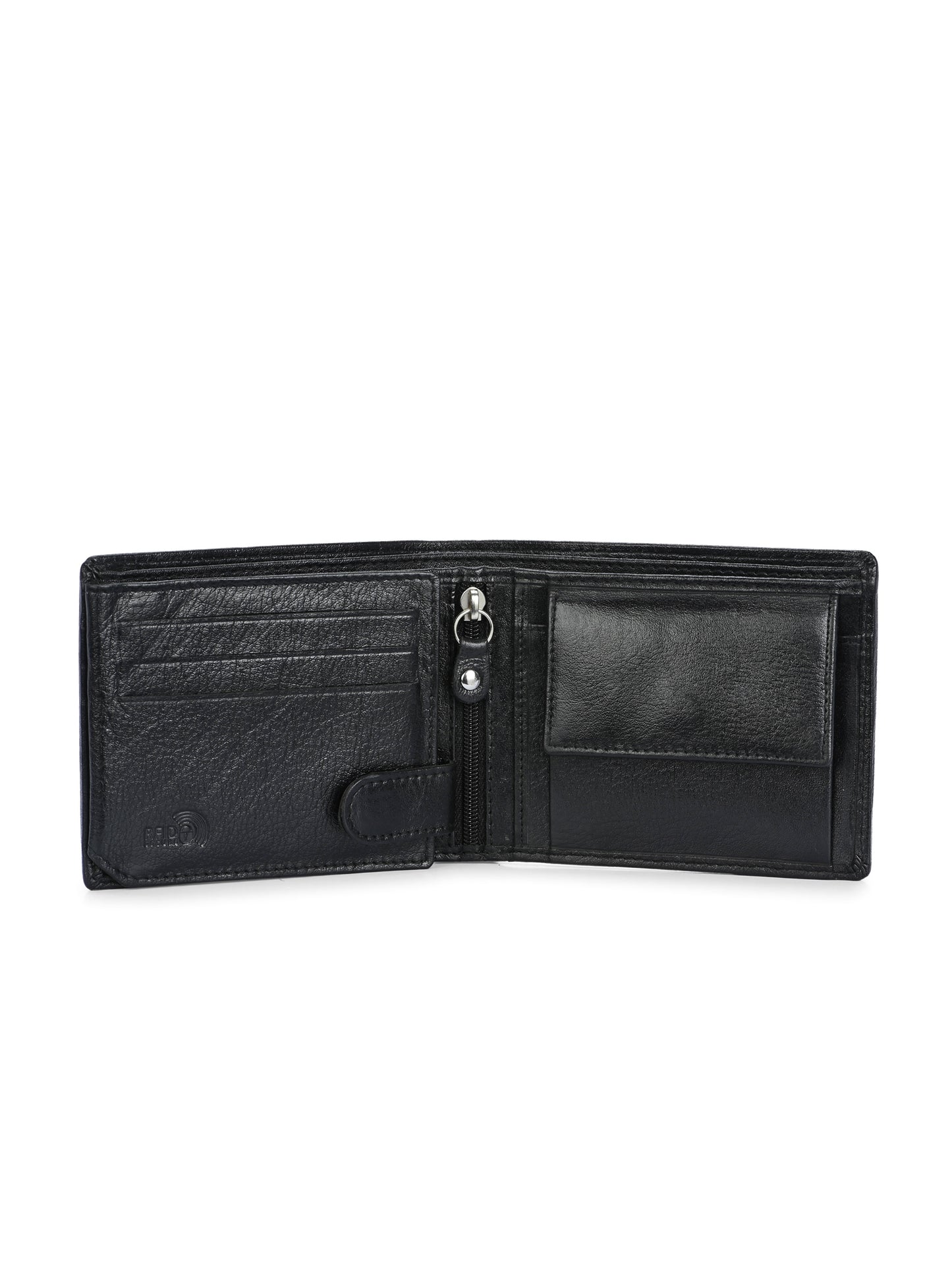 Men's Black Solid Flap Closure Two-Fold Wallet