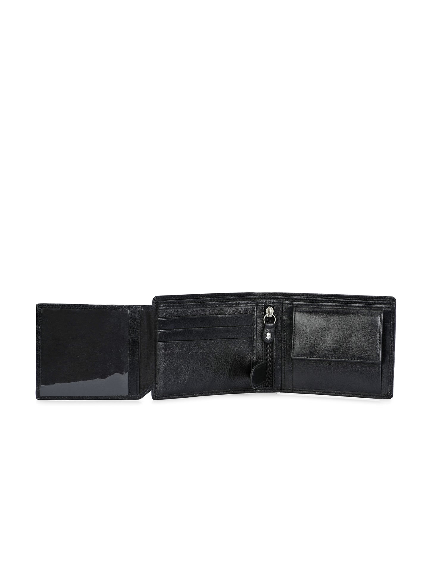 Men's Black Solid Flap Closure Two-Fold Wallet