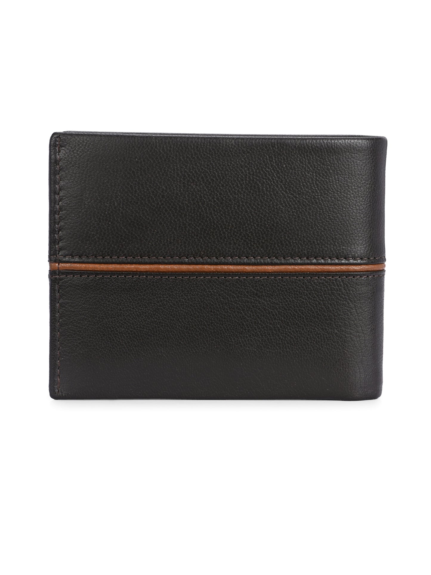 Men's Brown Solid Flap Closure Two Fold Wallet