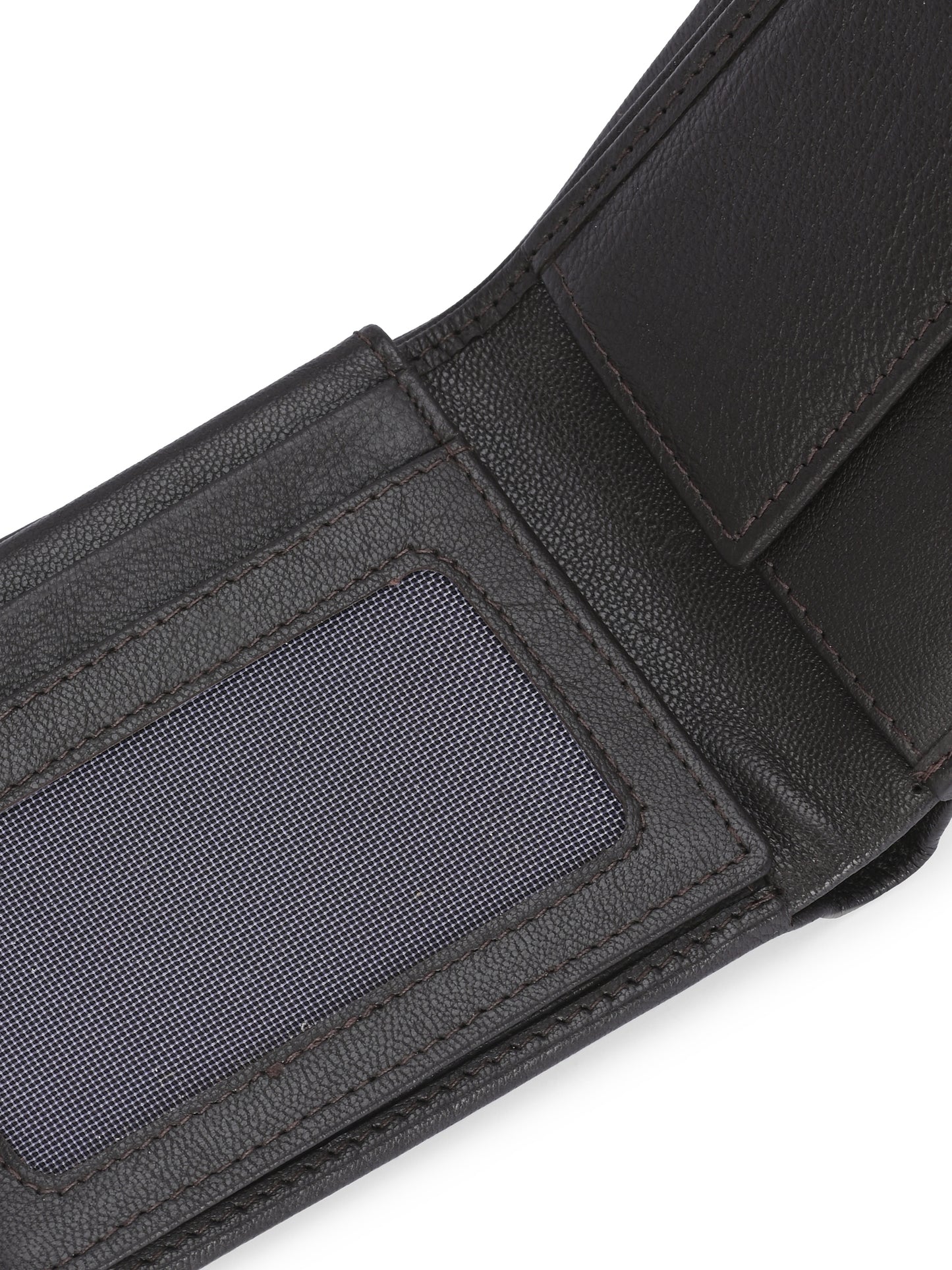 Men's Brown Solid Flap Closure Two Fold Wallet