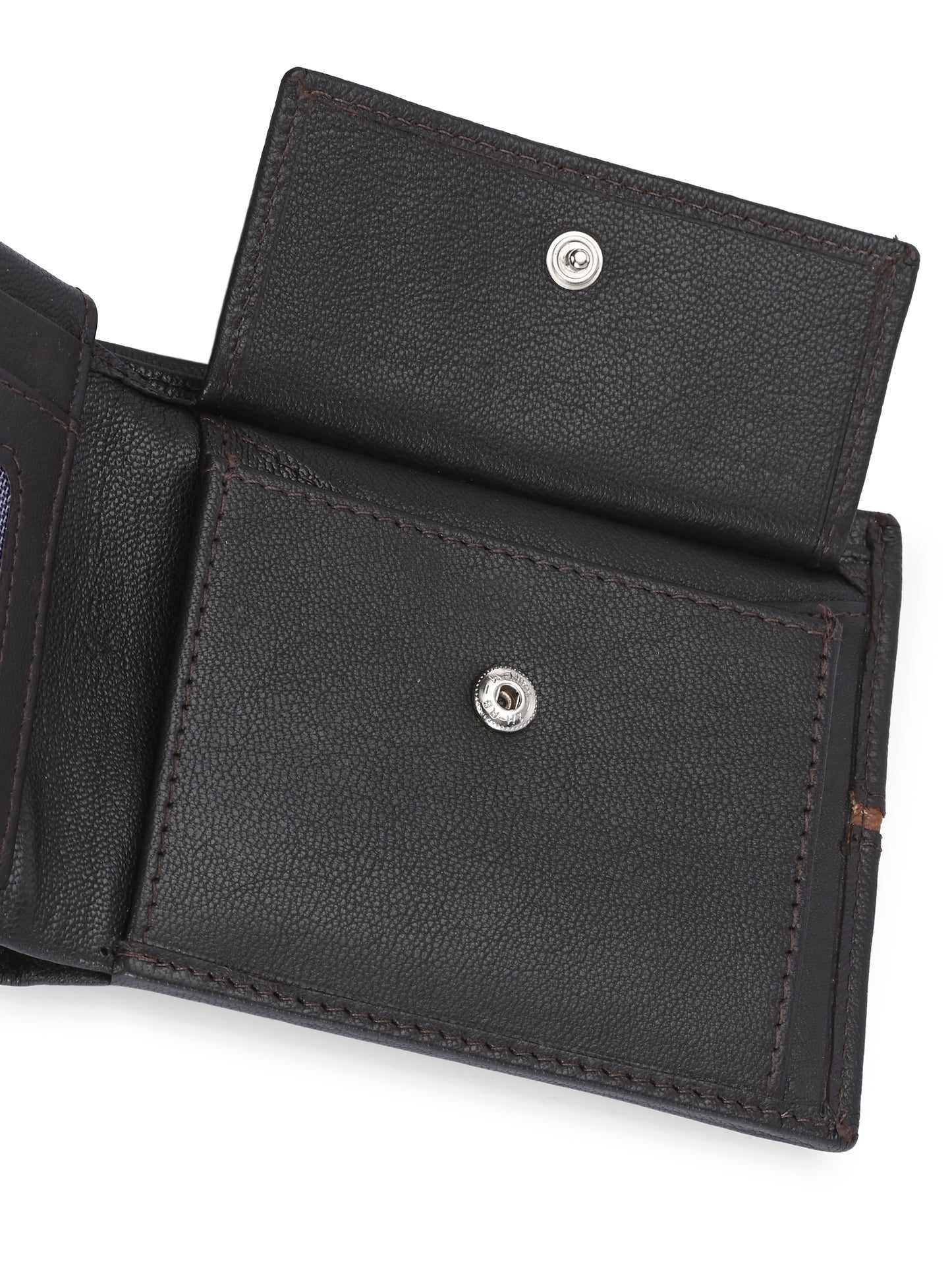 Men's Brown Solid Flap Closure Two Fold Wallet