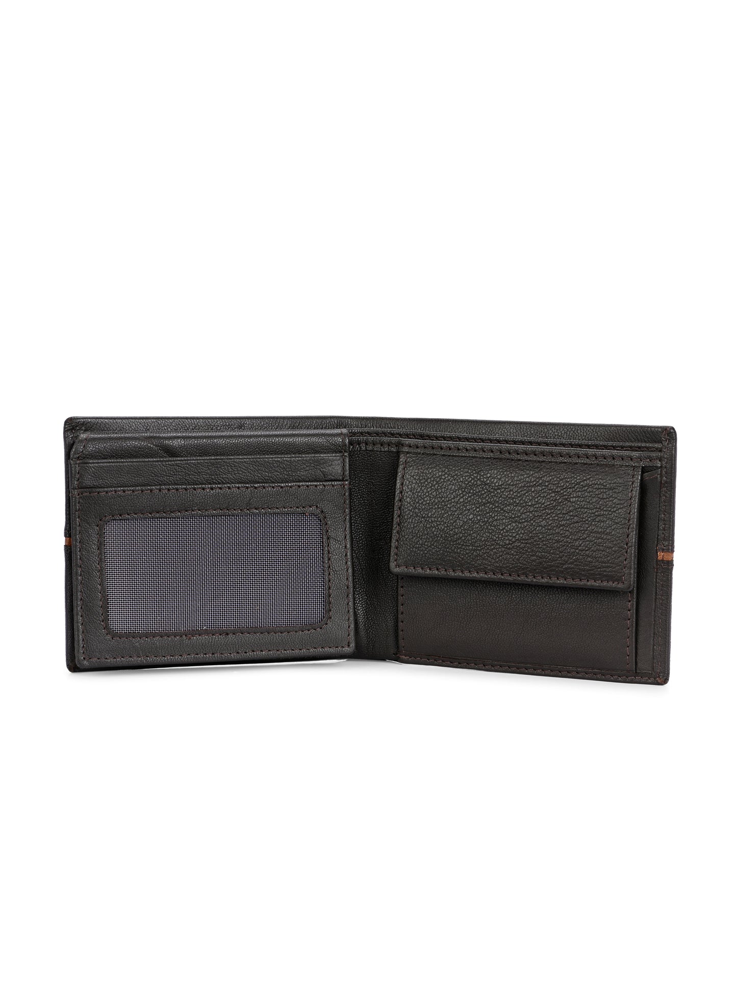 Men's Brown Solid Flap Closure Two Fold Wallet