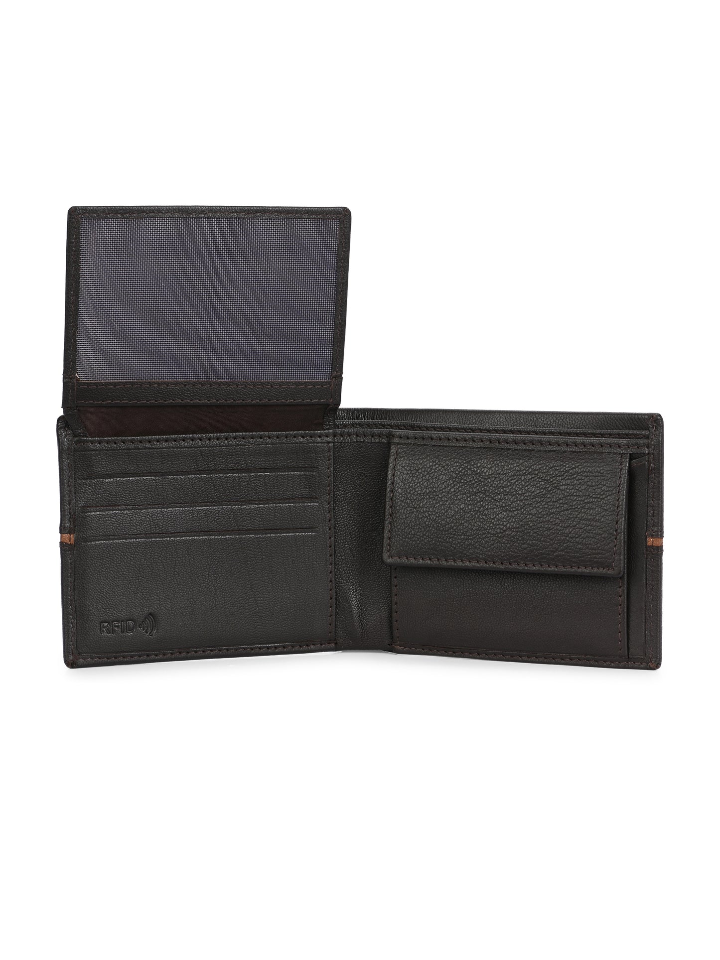 Men's Brown Solid Flap Closure Two Fold Wallet