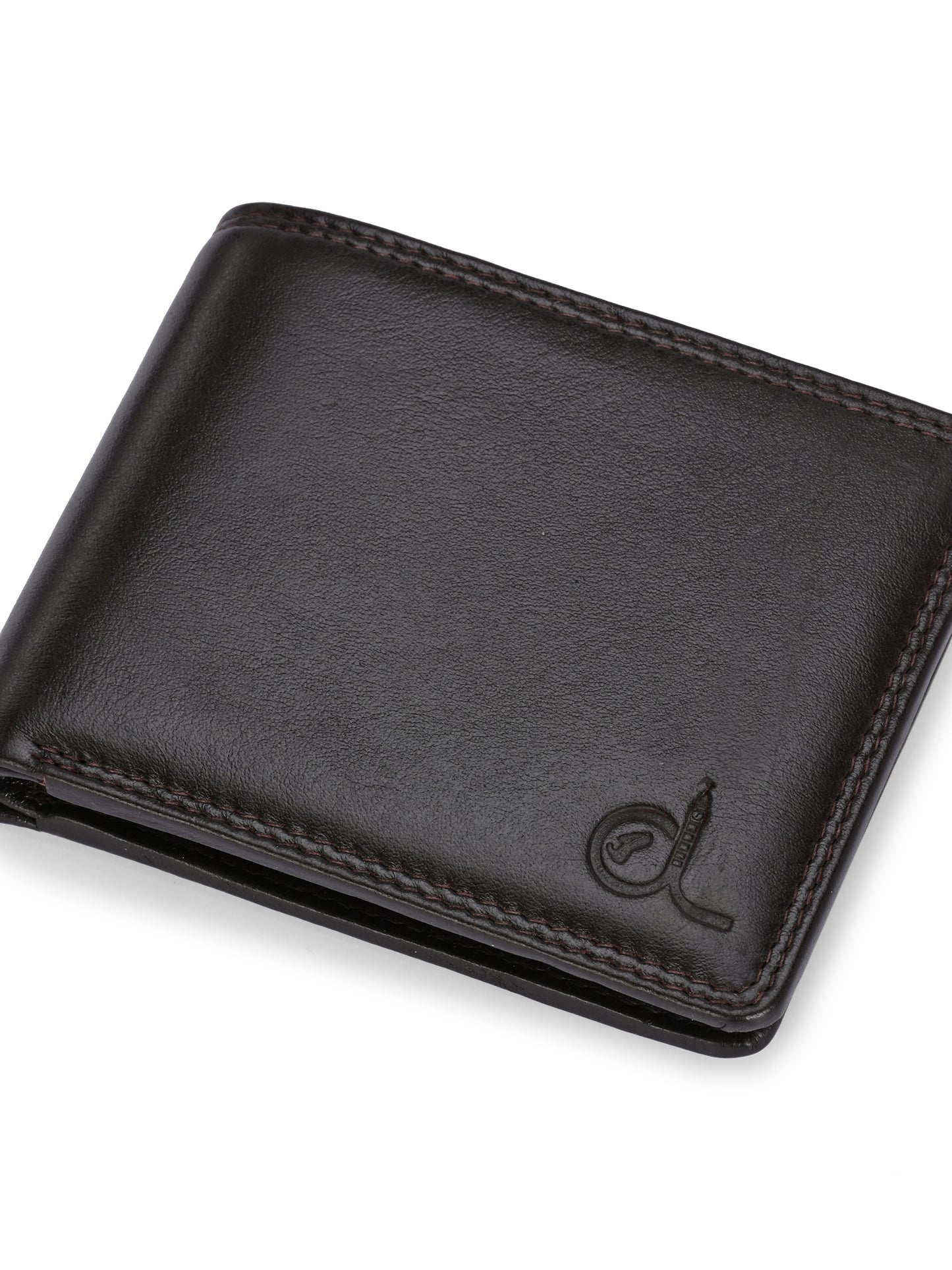 Men's Brown Leather Small Bi-Fold Wallet