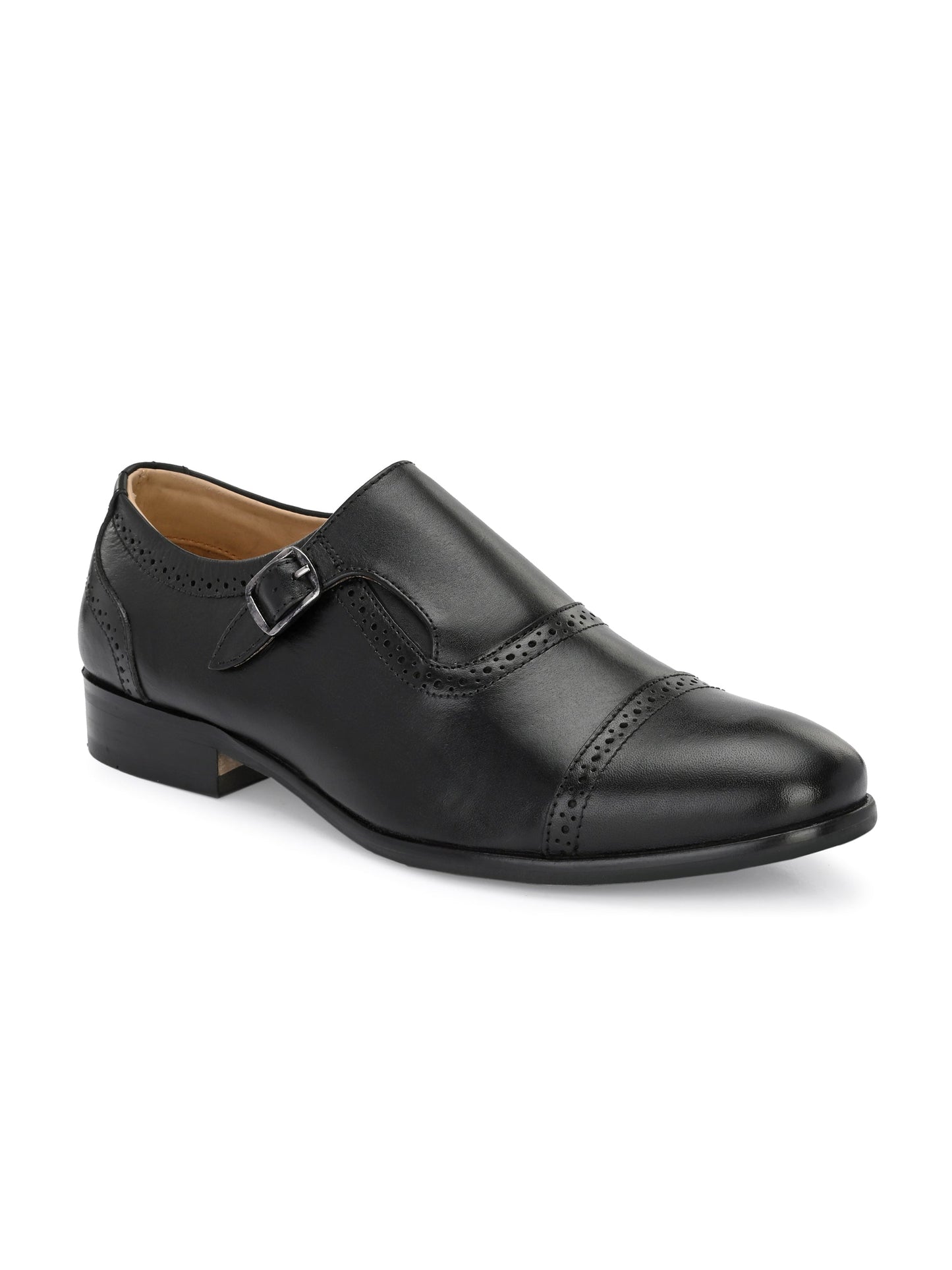 Men's Perforated Leather Monk Shoes