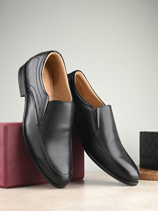 Men's Perforated Leather Formal Slip on Shoes