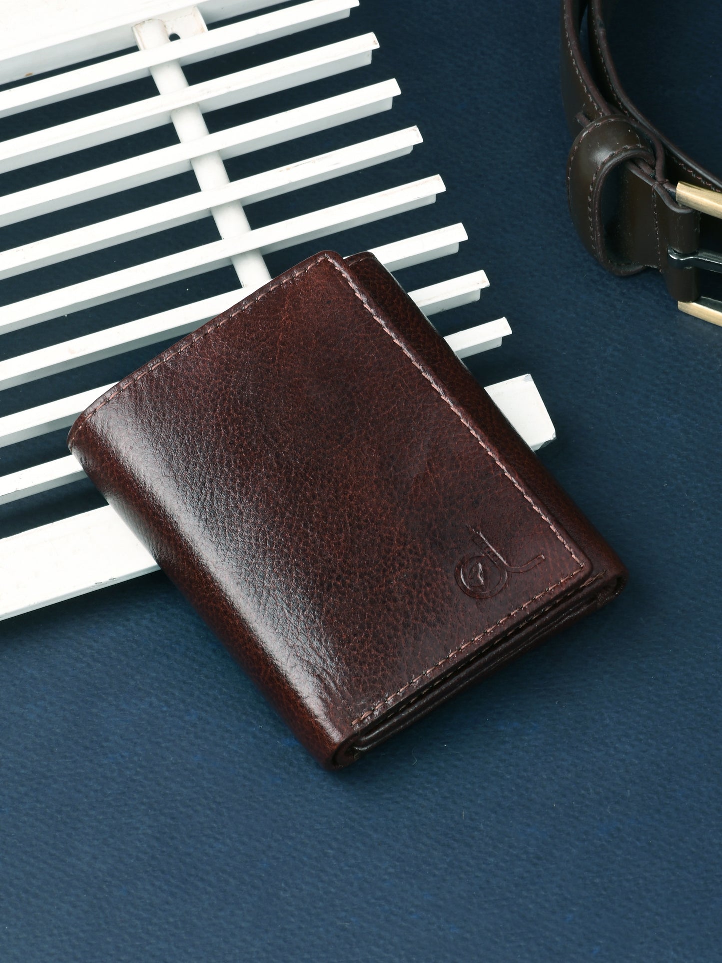 Men's Brown Leather Small Tri-Fold Wallet