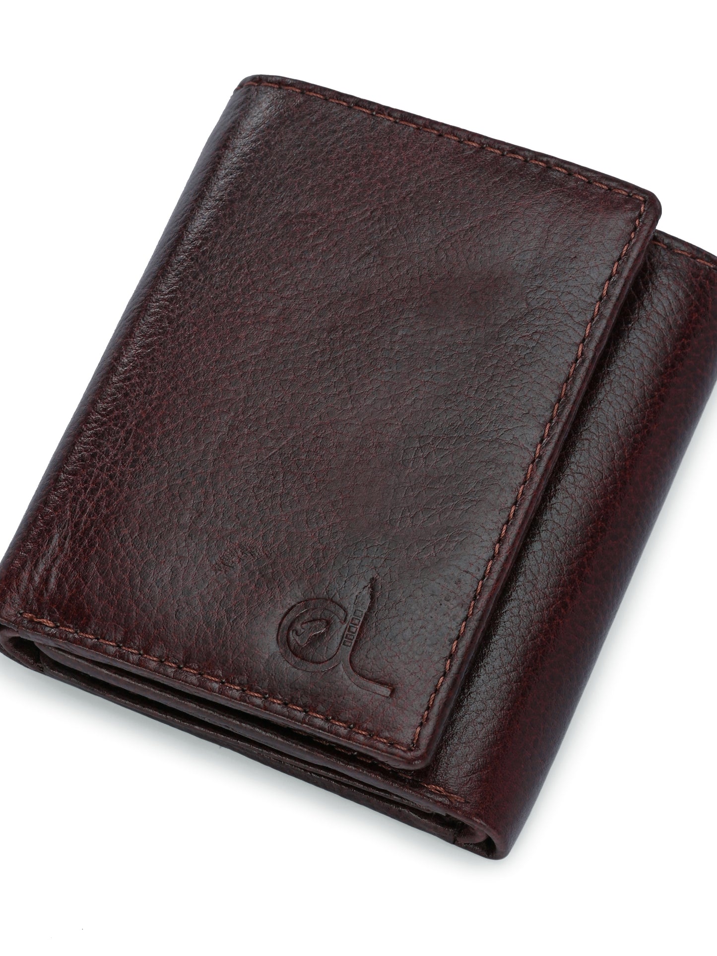 Men's Brown Leather Small Tri-Fold Wallet