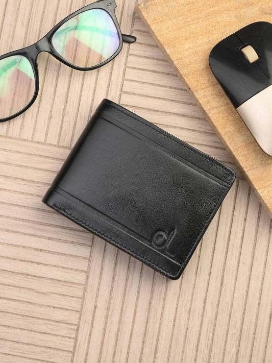Titan Black Leather Wallets for Men's