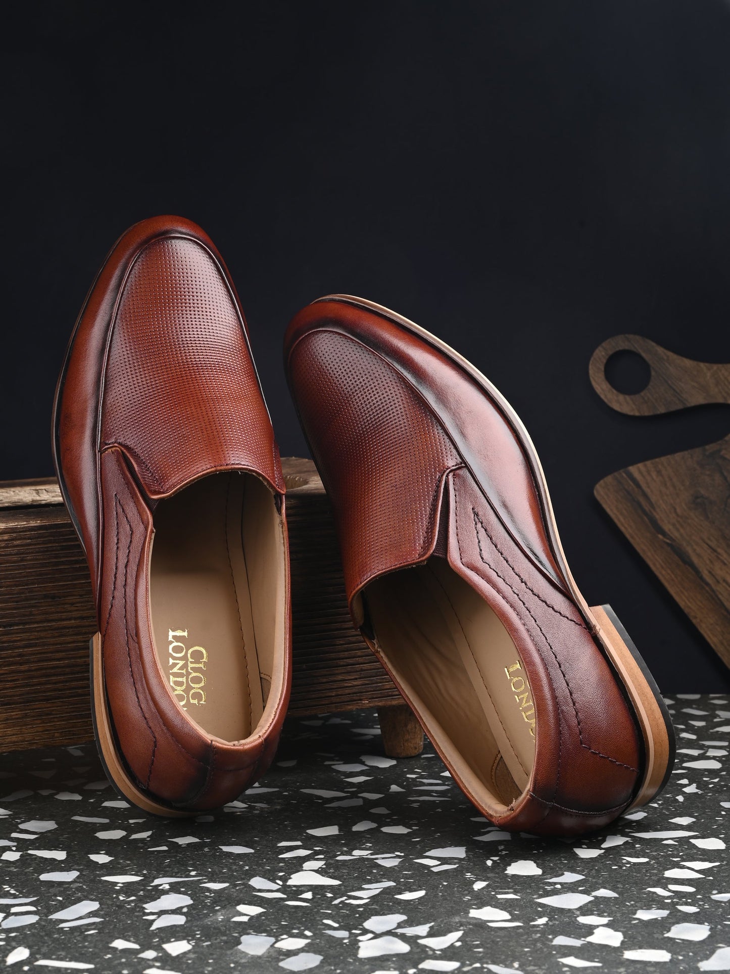 Men's Textured Leather Formal Loafer Slip on Shoes