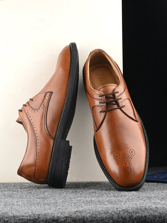Men's Regular Fit Formal Derby Shoes with Lace Fastening