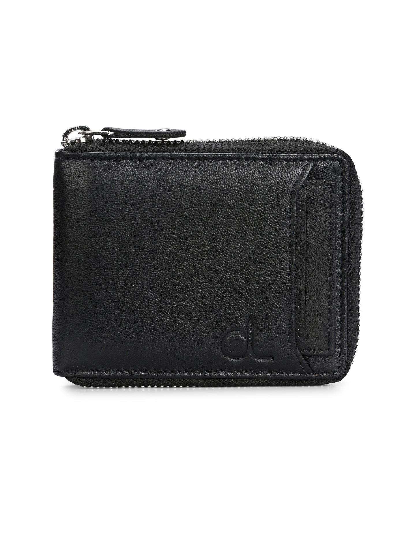 Men's Black Solid Zip Closure Wallets